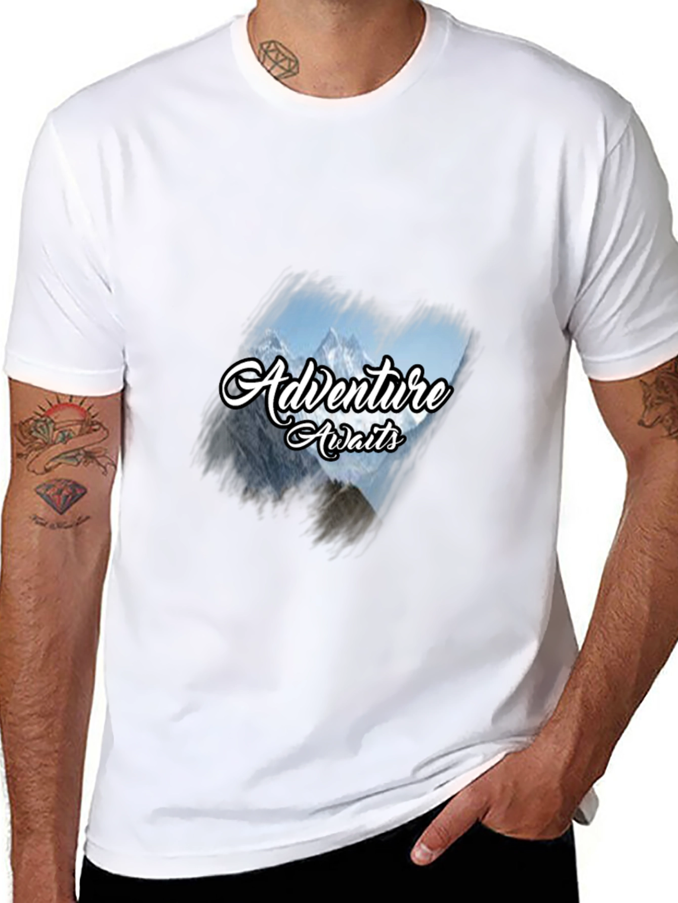 Adventure Awaits Graphic Tee - Black Cotton T-Shirt