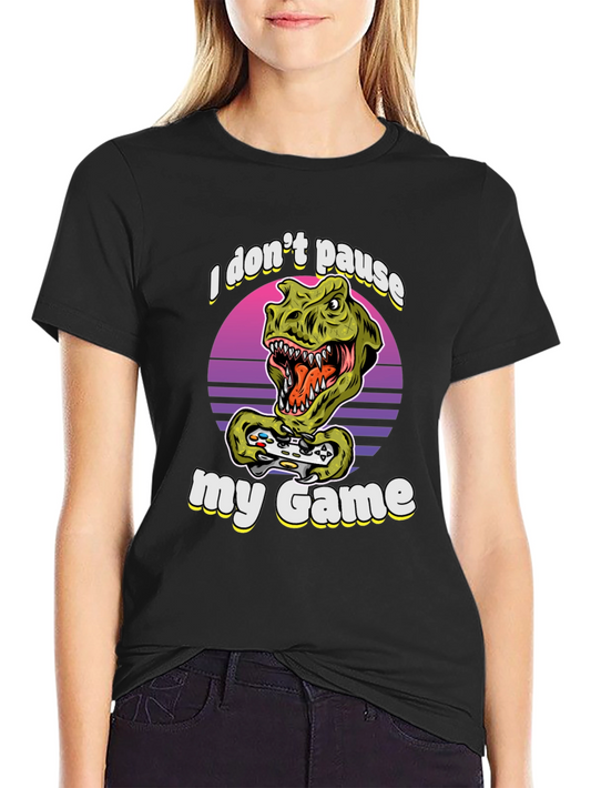 Gamer Dino Graphic Tee - I Dont Pause My Game