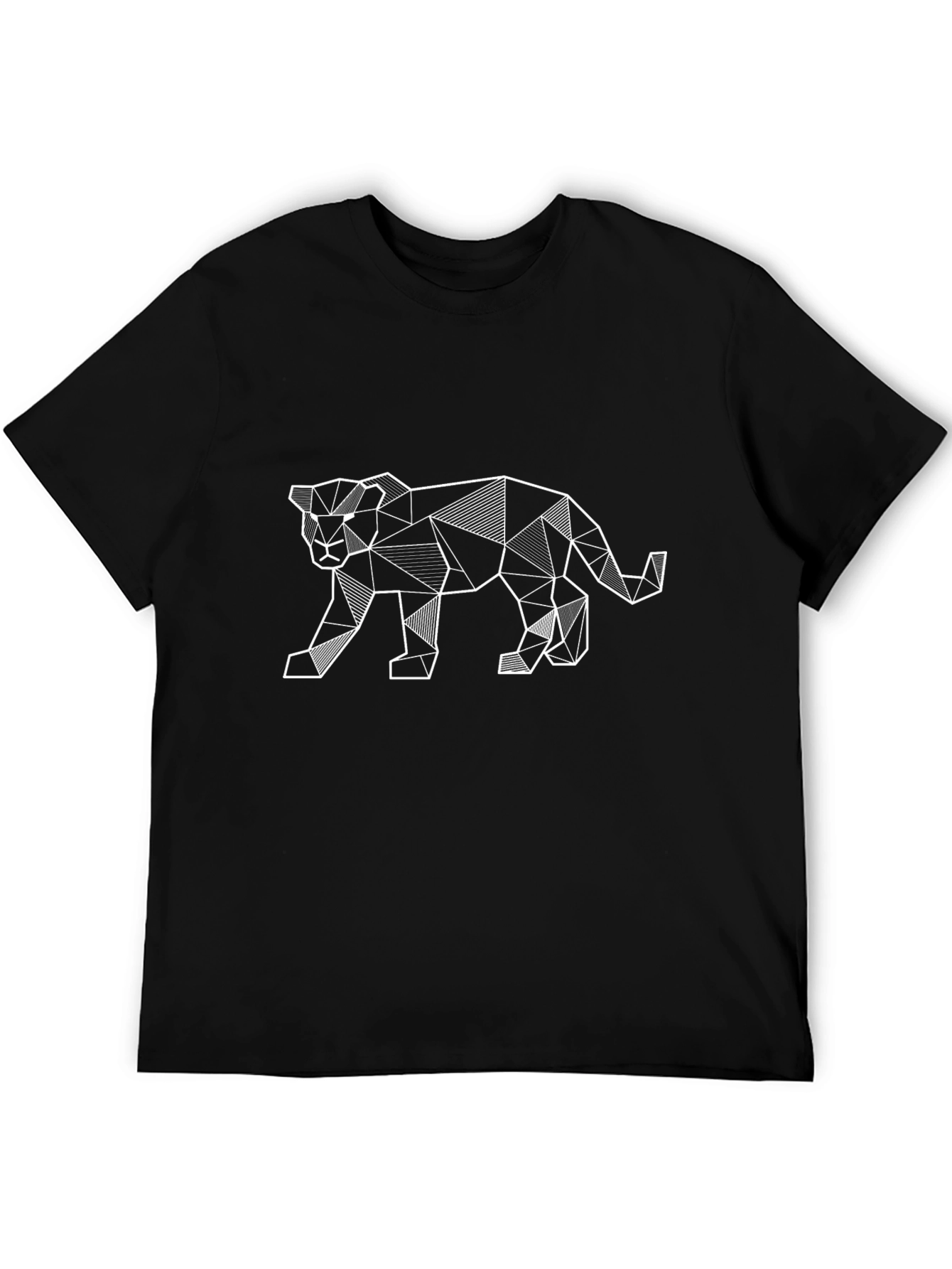 Geometric Panther Graphic Tee - Black