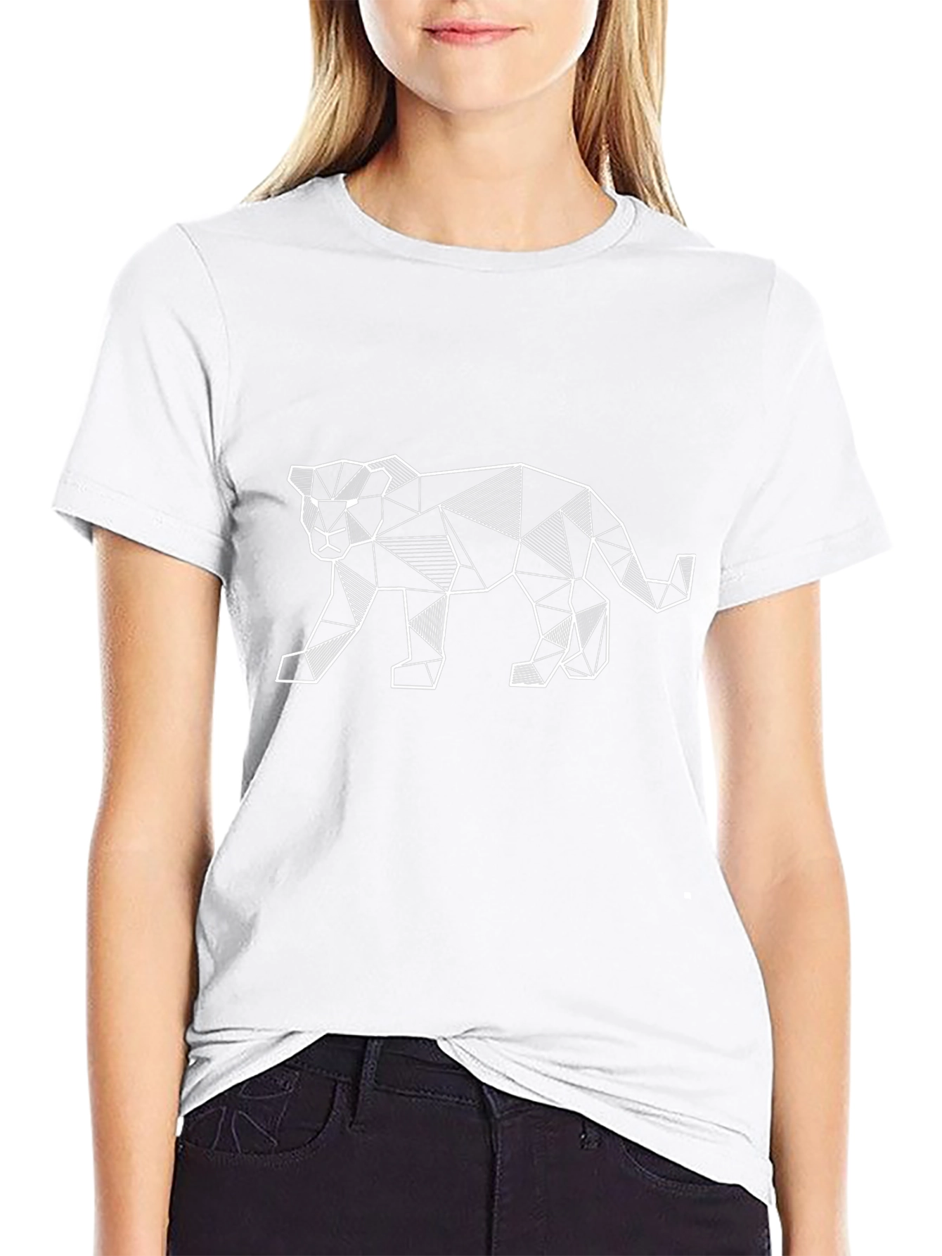 Geometric Panther Graphic Tee - Black