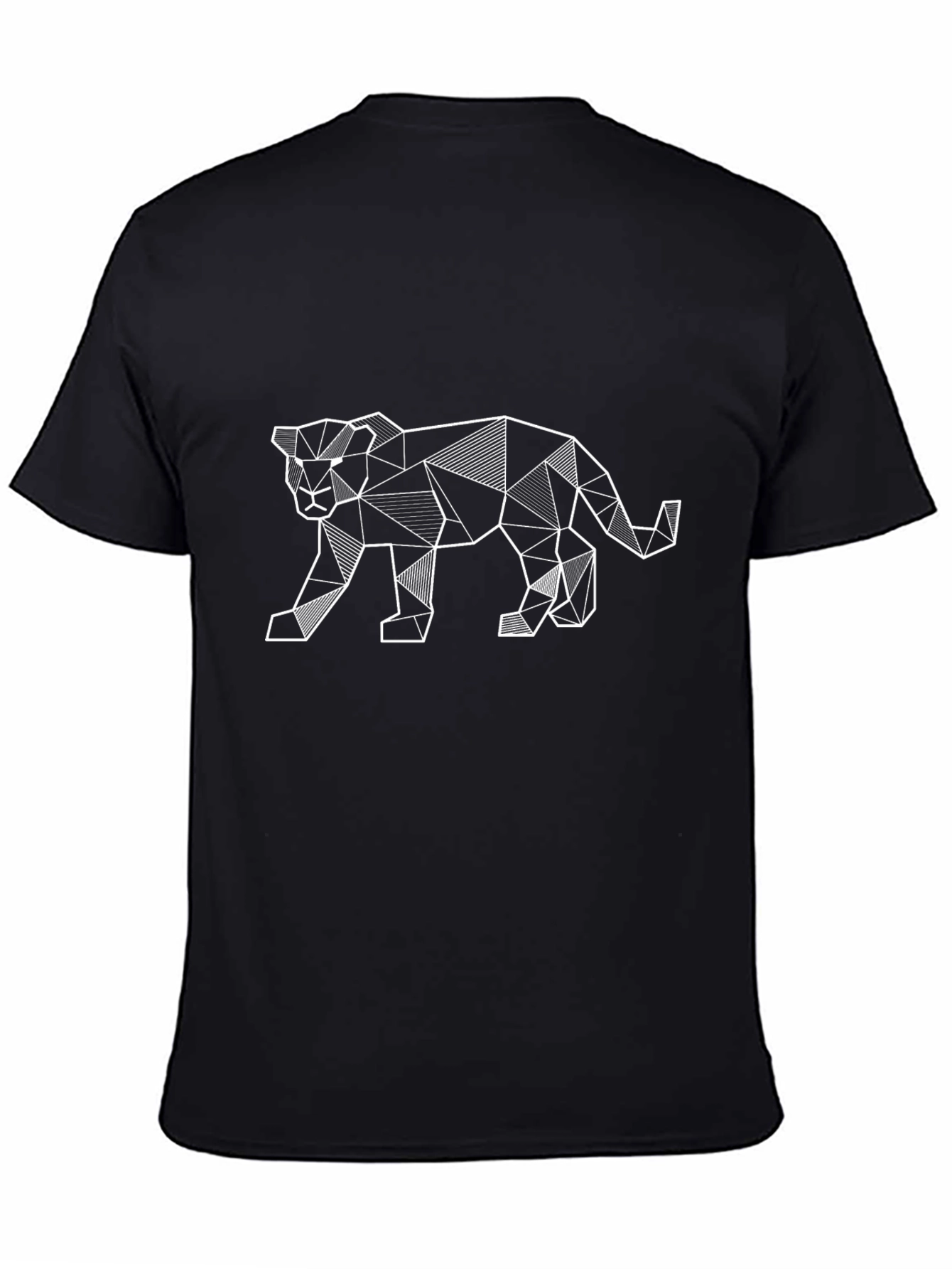 Geometric Panther Graphic Tee - Black