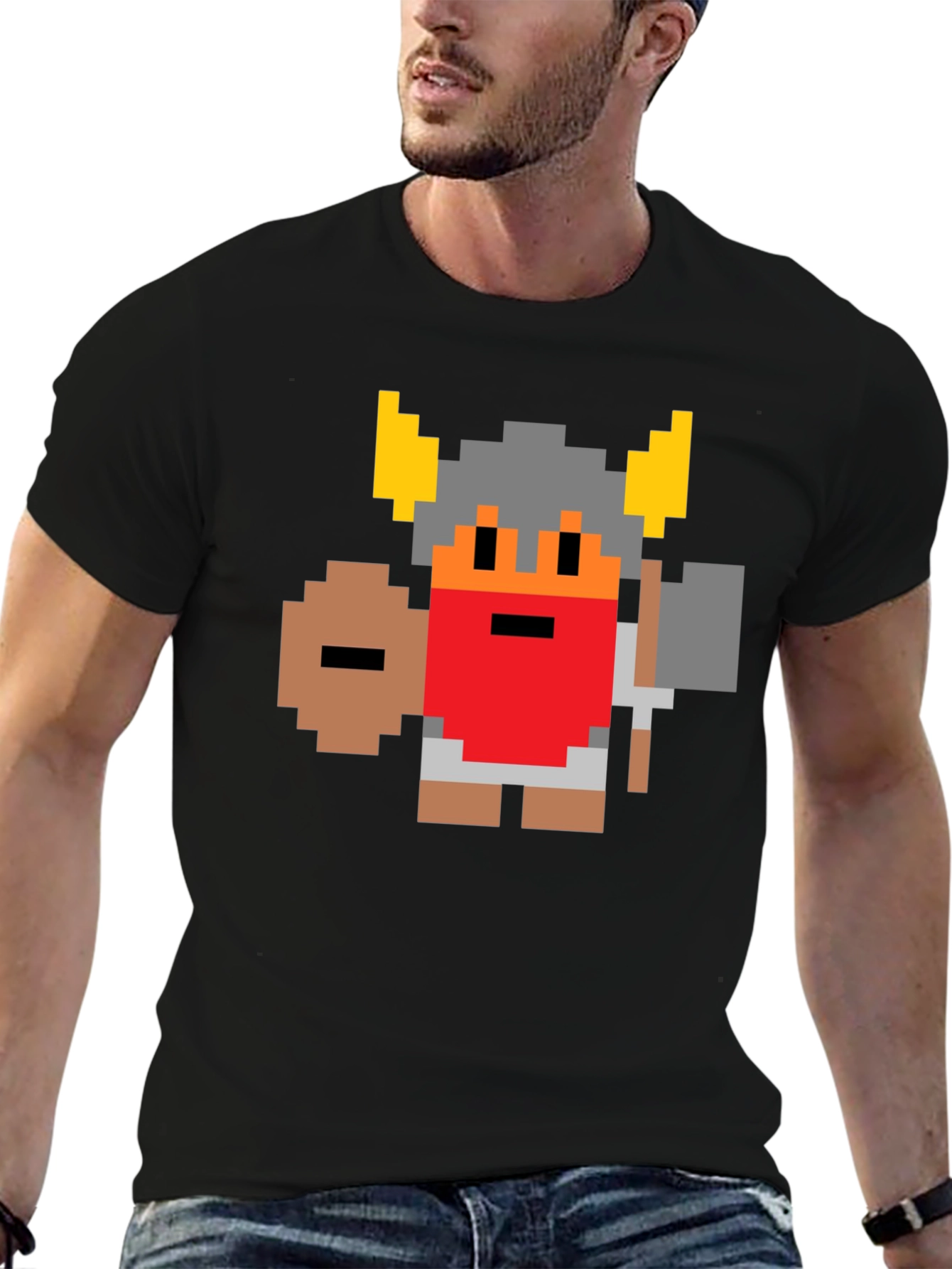 8-Bit Pixel Viking T-Shirt - Retro Gaming Tee