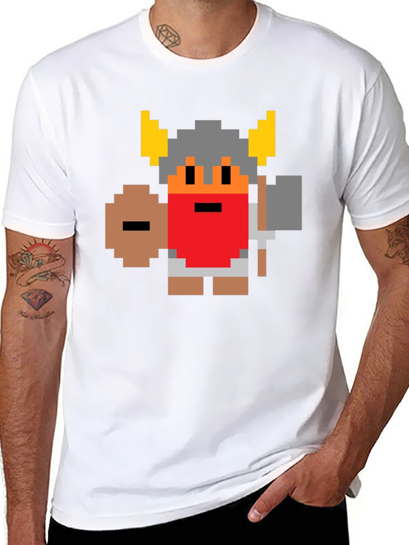 8-Bit Pixel Viking T-Shirt - Retro Gaming Tee