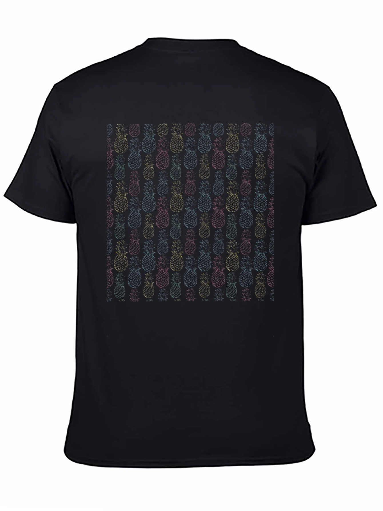 Pineapple Pattern Black Tee