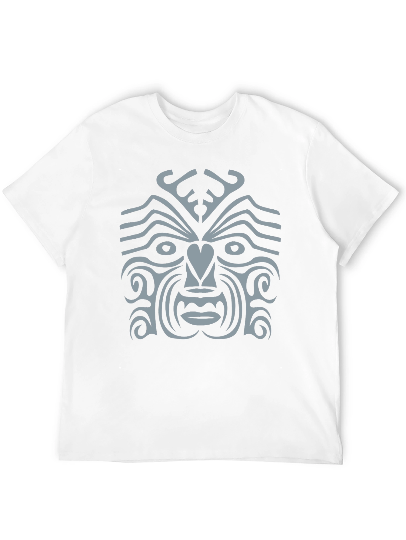 Tribal Face Graphic Tee - Black Cotton Casual