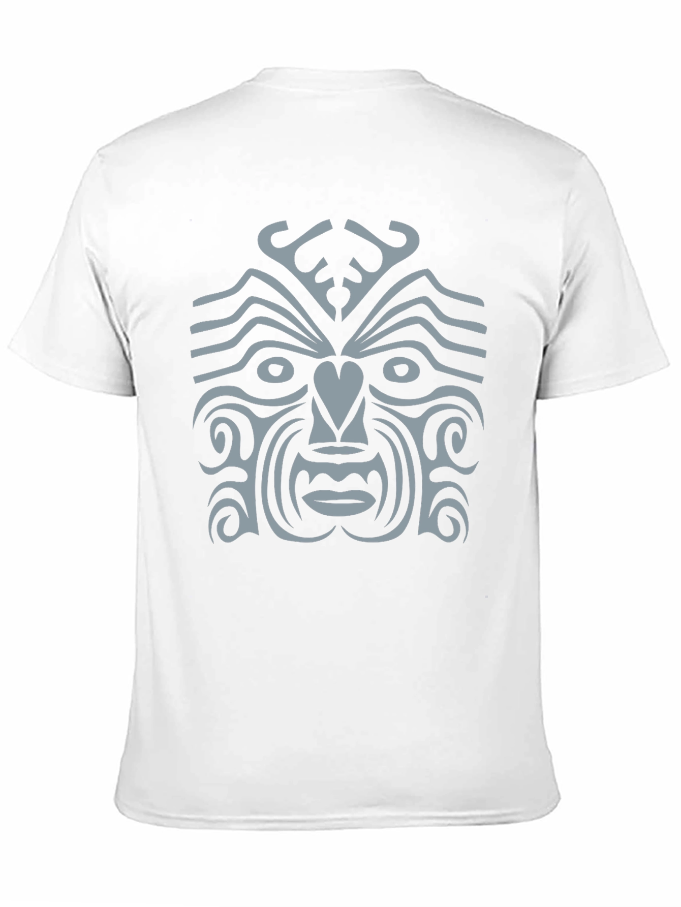 Tribal Face Graphic Tee - Black Cotton Casual