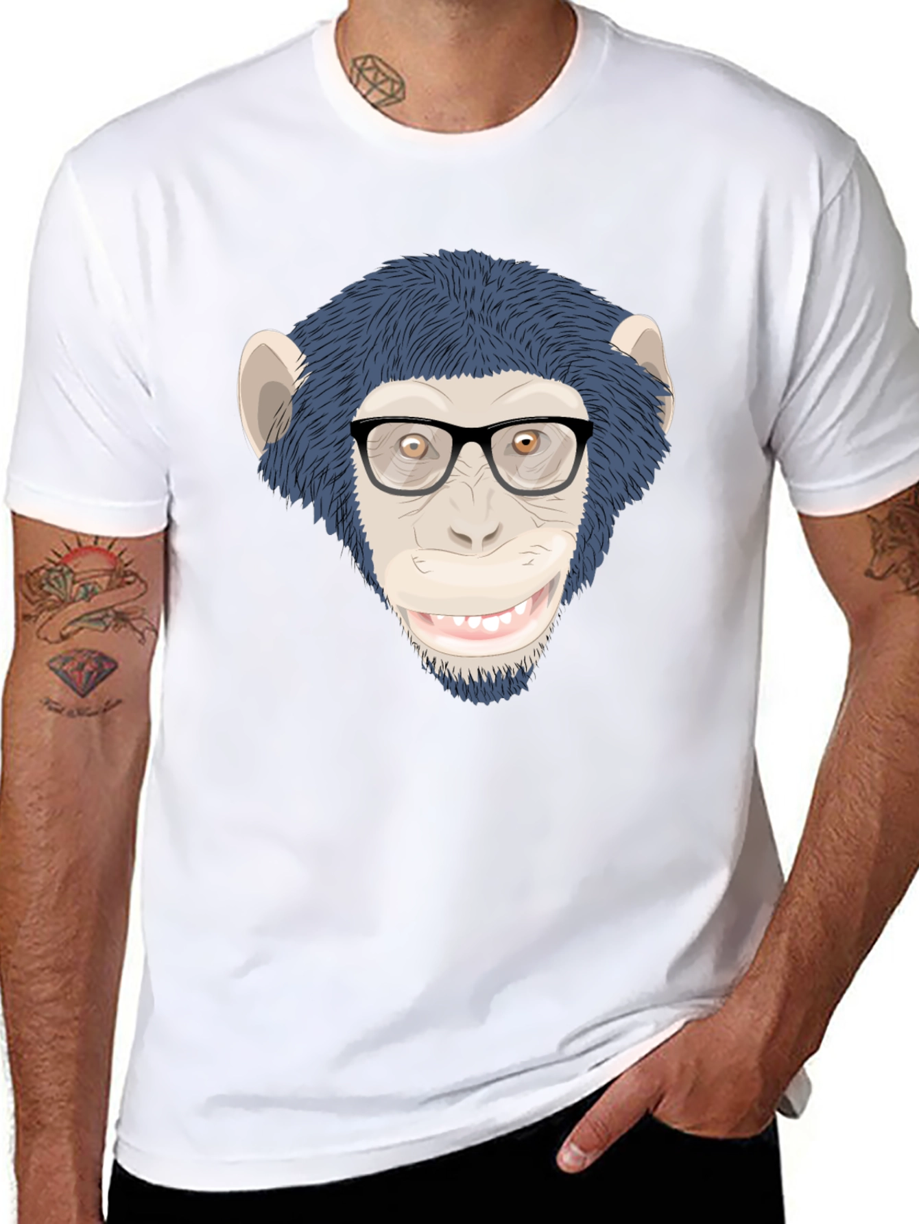 Funny Monkey with Glasses T-Shirt - Unisex
