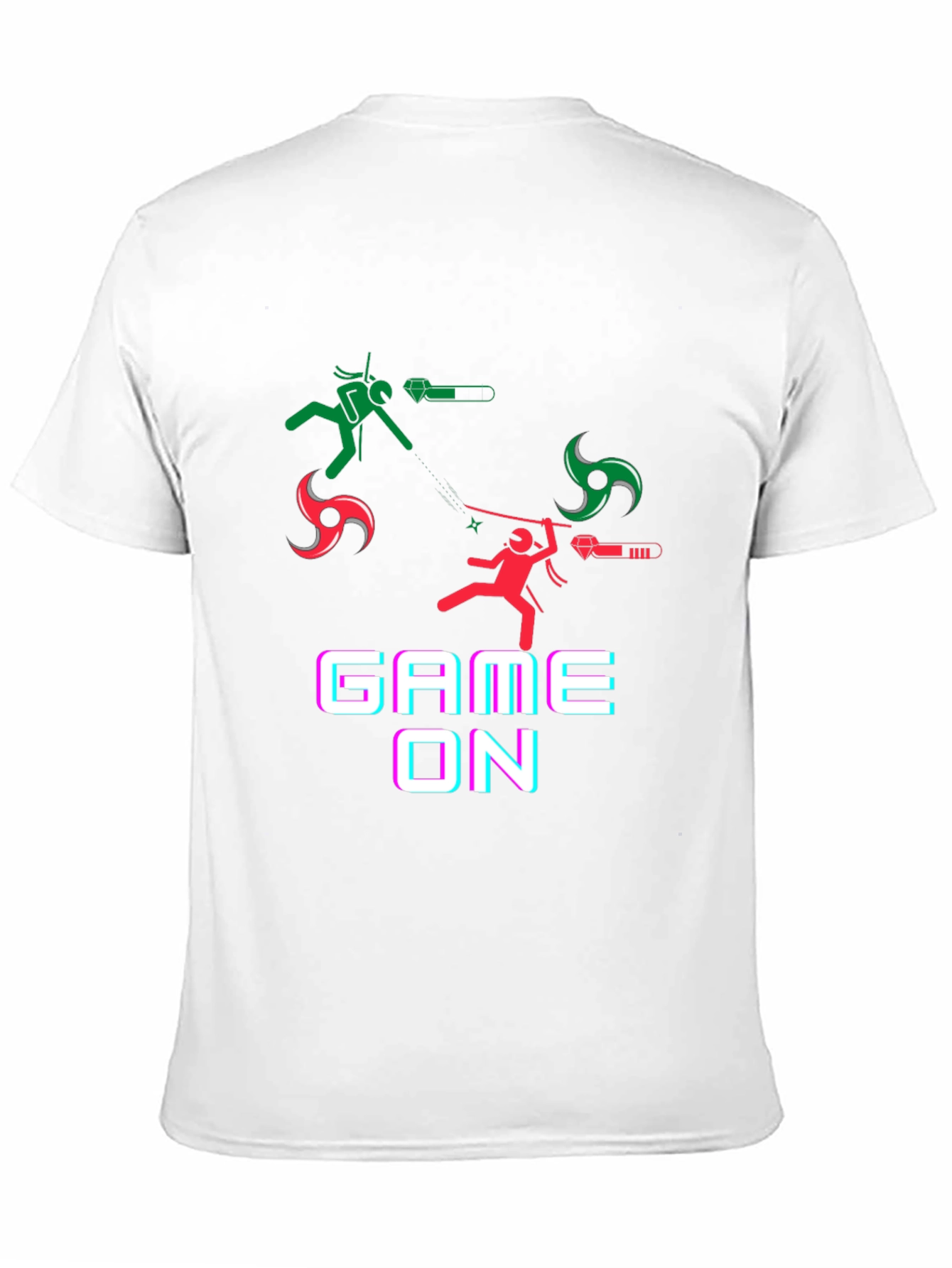 Game On Black T-Shirt - Ninja Stick Figure Design