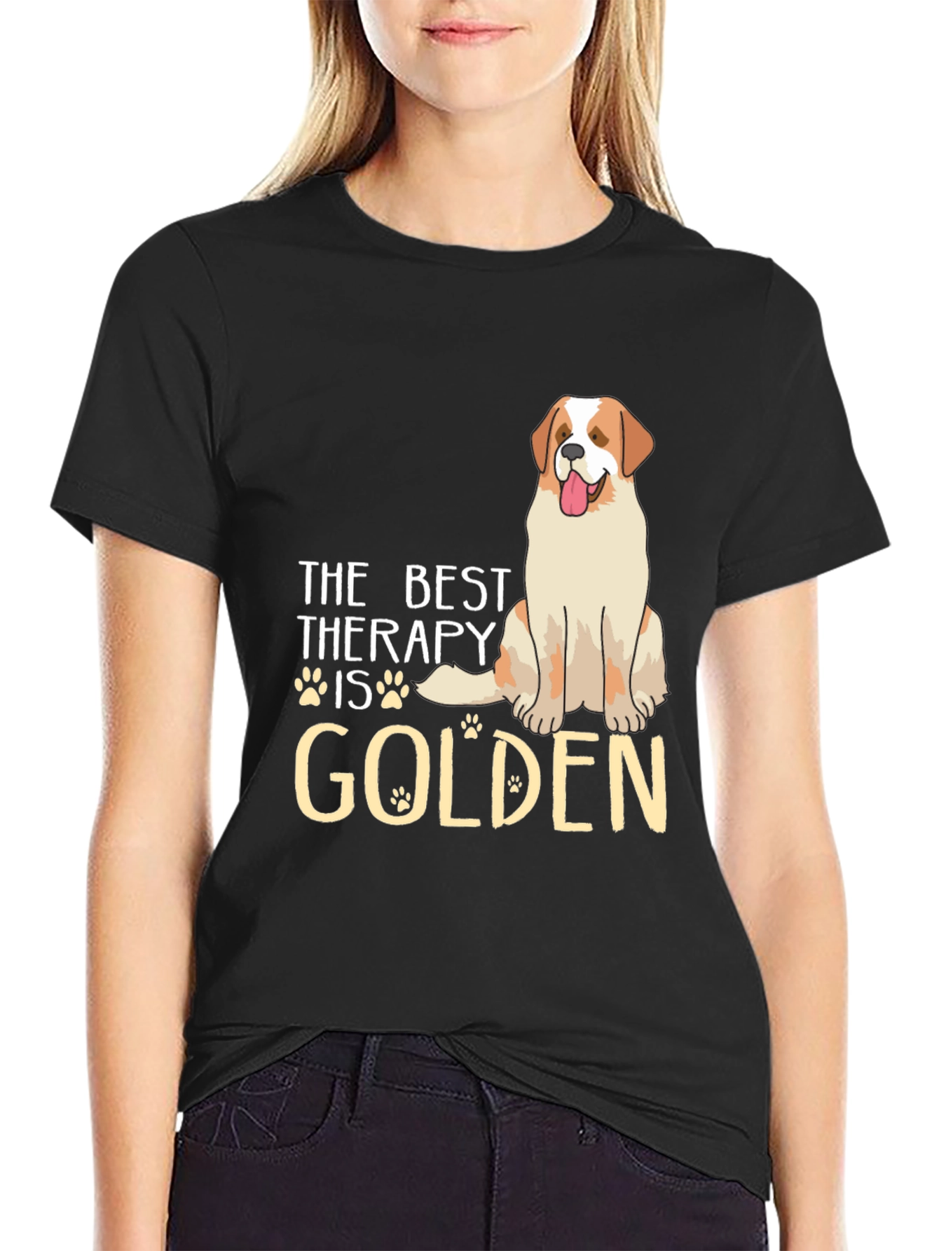The Best Therapy Is Golden T-Shirt – Golden Retriever Lover Gift Tee