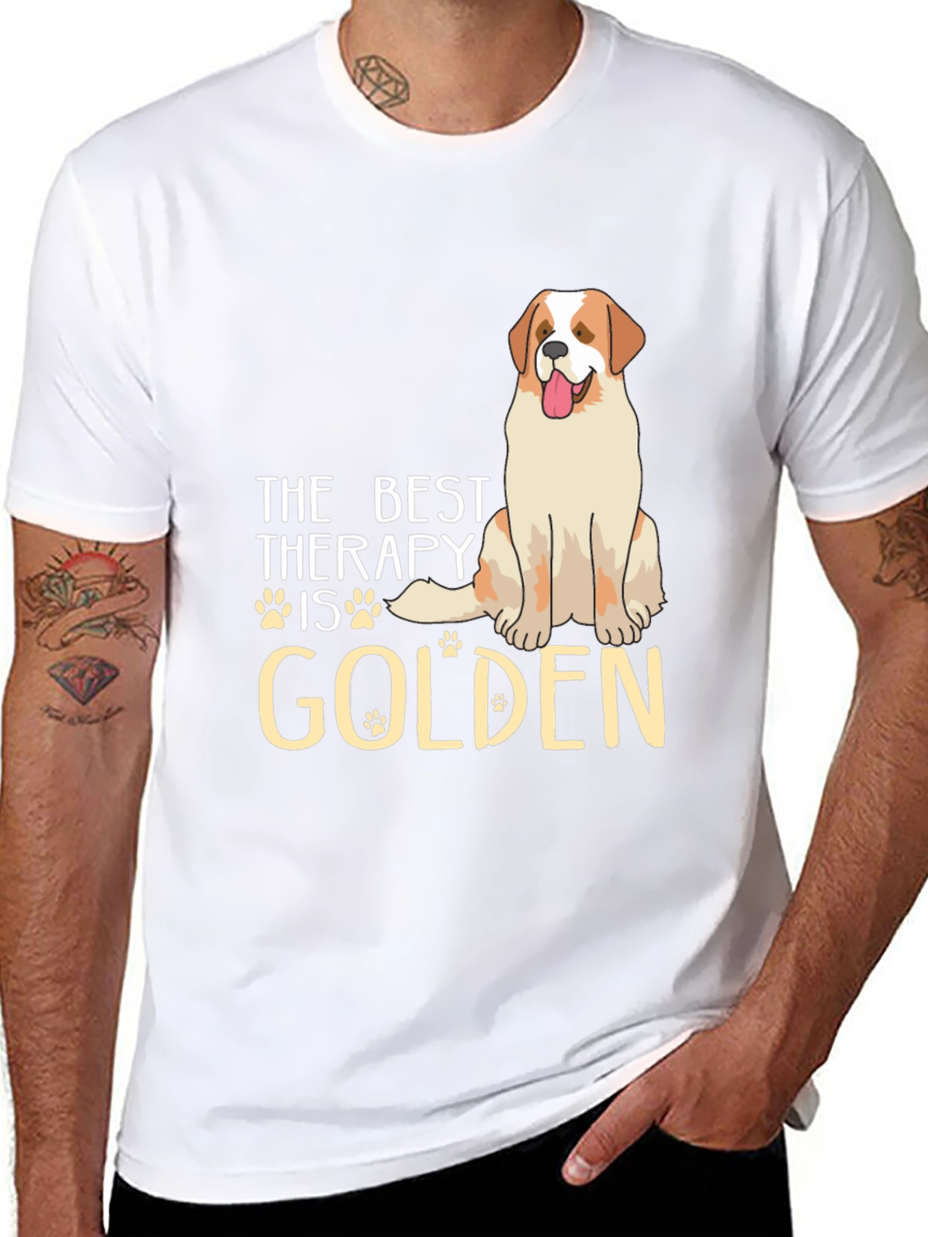 The Best Therapy Is Golden T-Shirt – Golden Retriever Lover Gift Tee