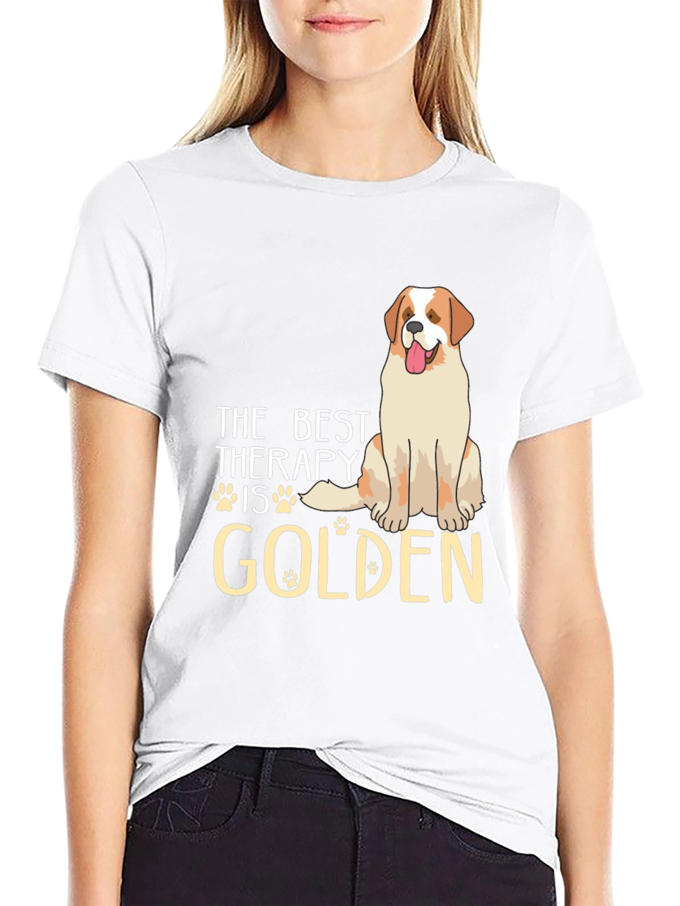 The Best Therapy Is Golden T-Shirt – Golden Retriever Lover Gift Tee