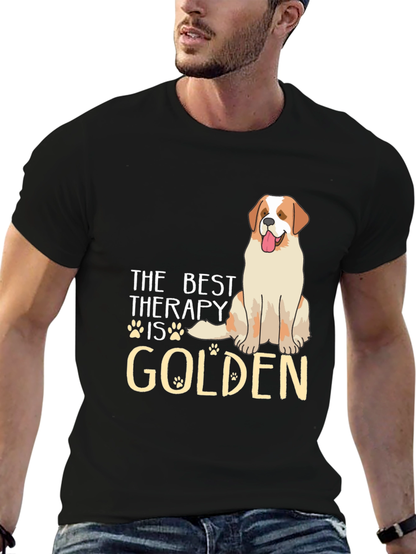 The Best Therapy Is Golden T-Shirt – Golden Retriever Lover Gift Tee