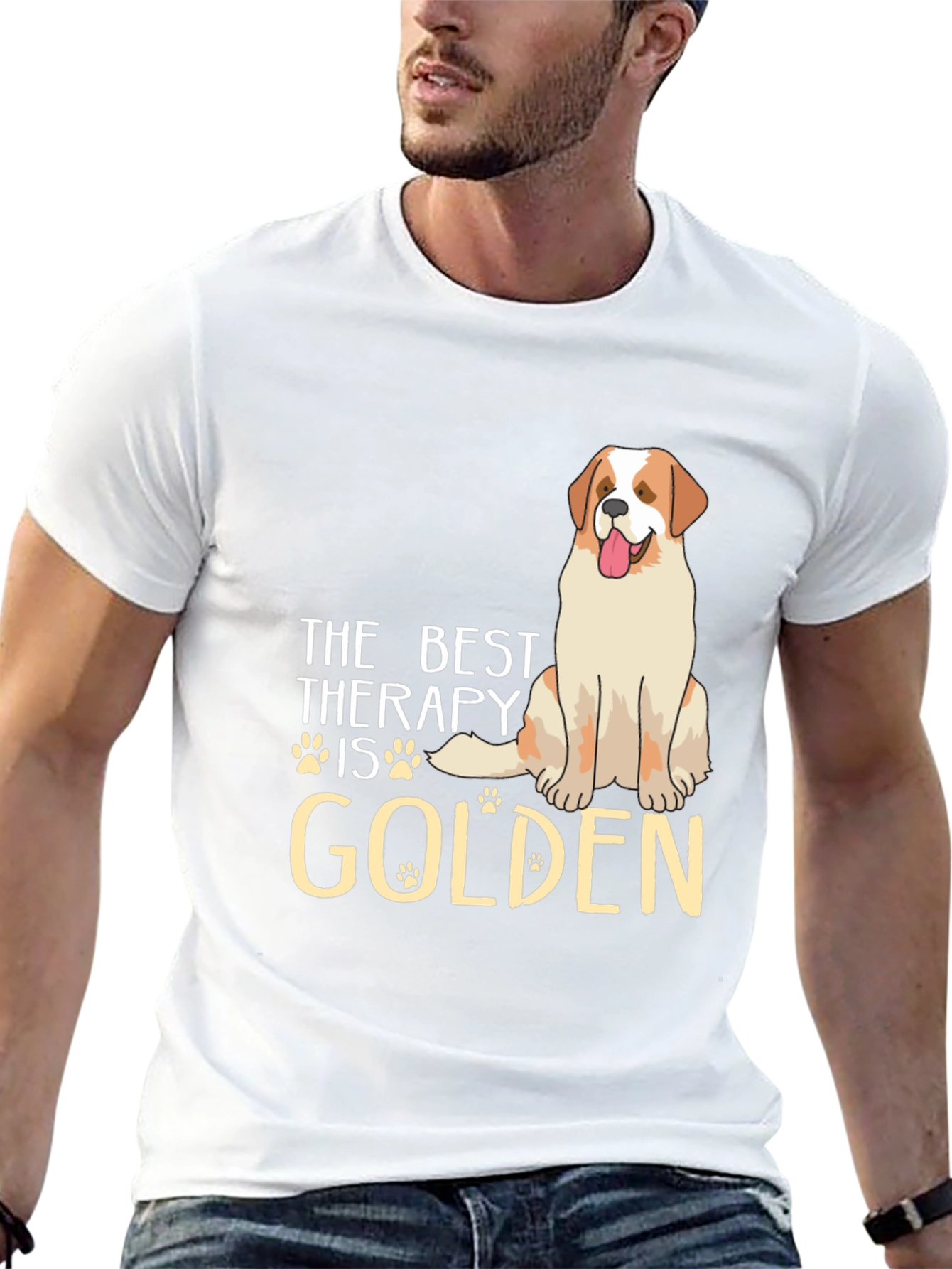 The Best Therapy Is Golden T-Shirt – Golden Retriever Lover Gift Tee