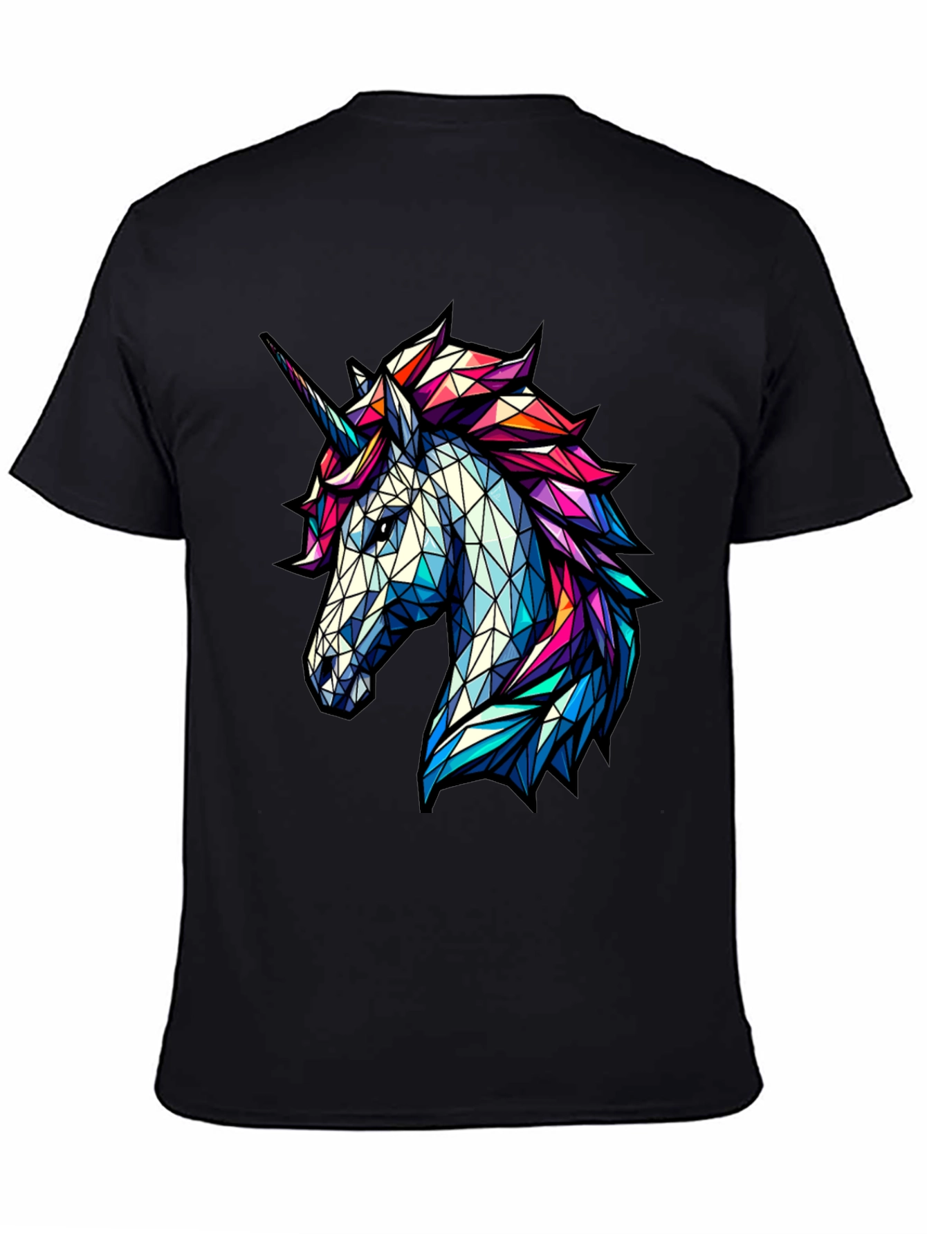 Geometric Unicorn Graphic Tee - Black
