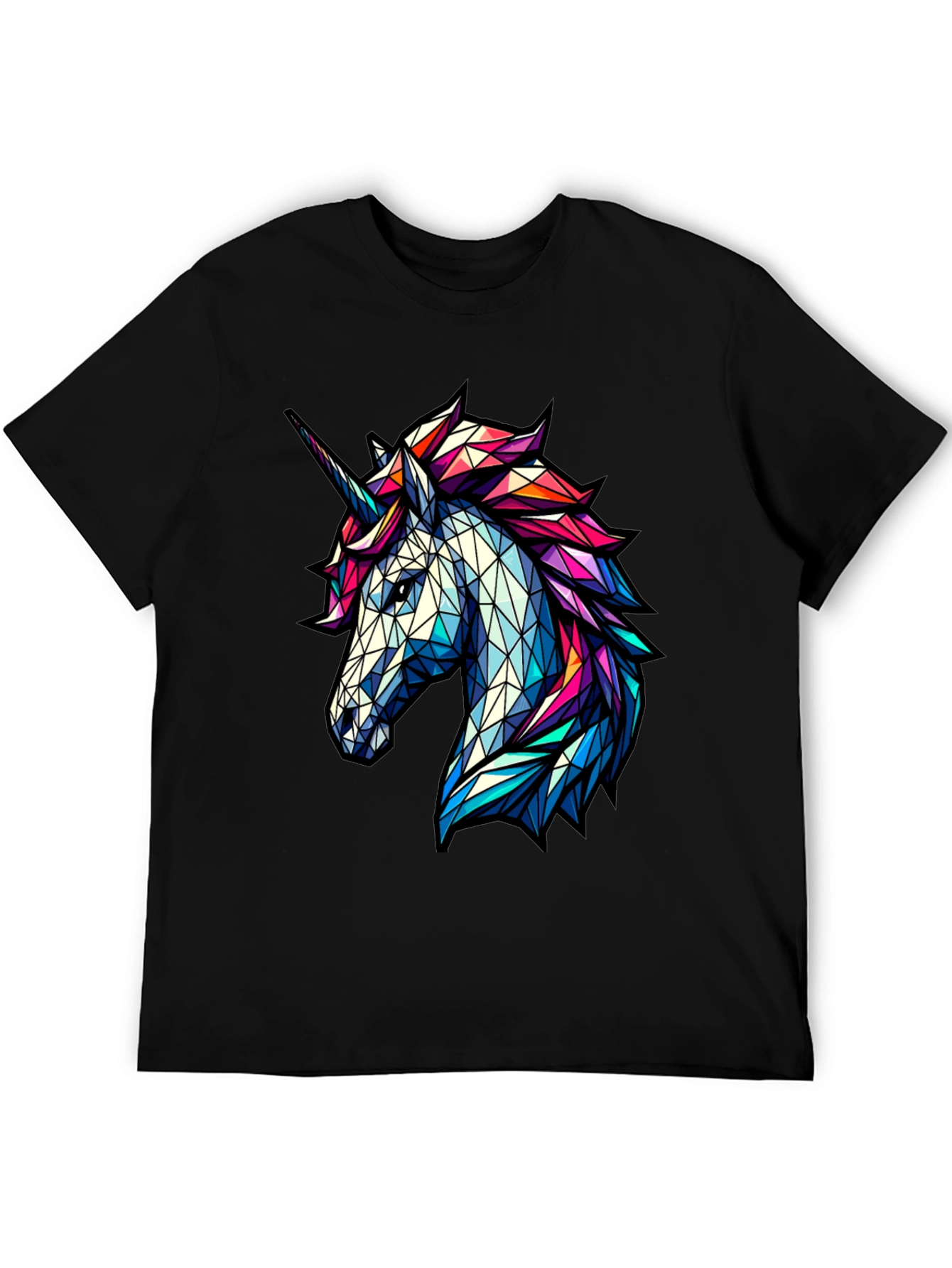 Geometric Unicorn Graphic Tee - Black