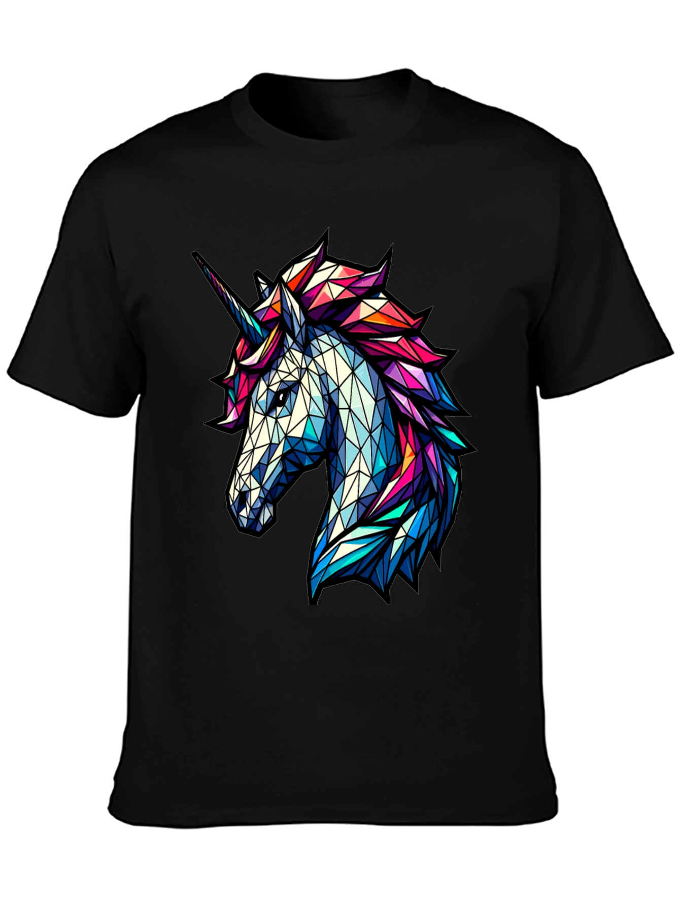 Geometric Unicorn Graphic Tee - Black