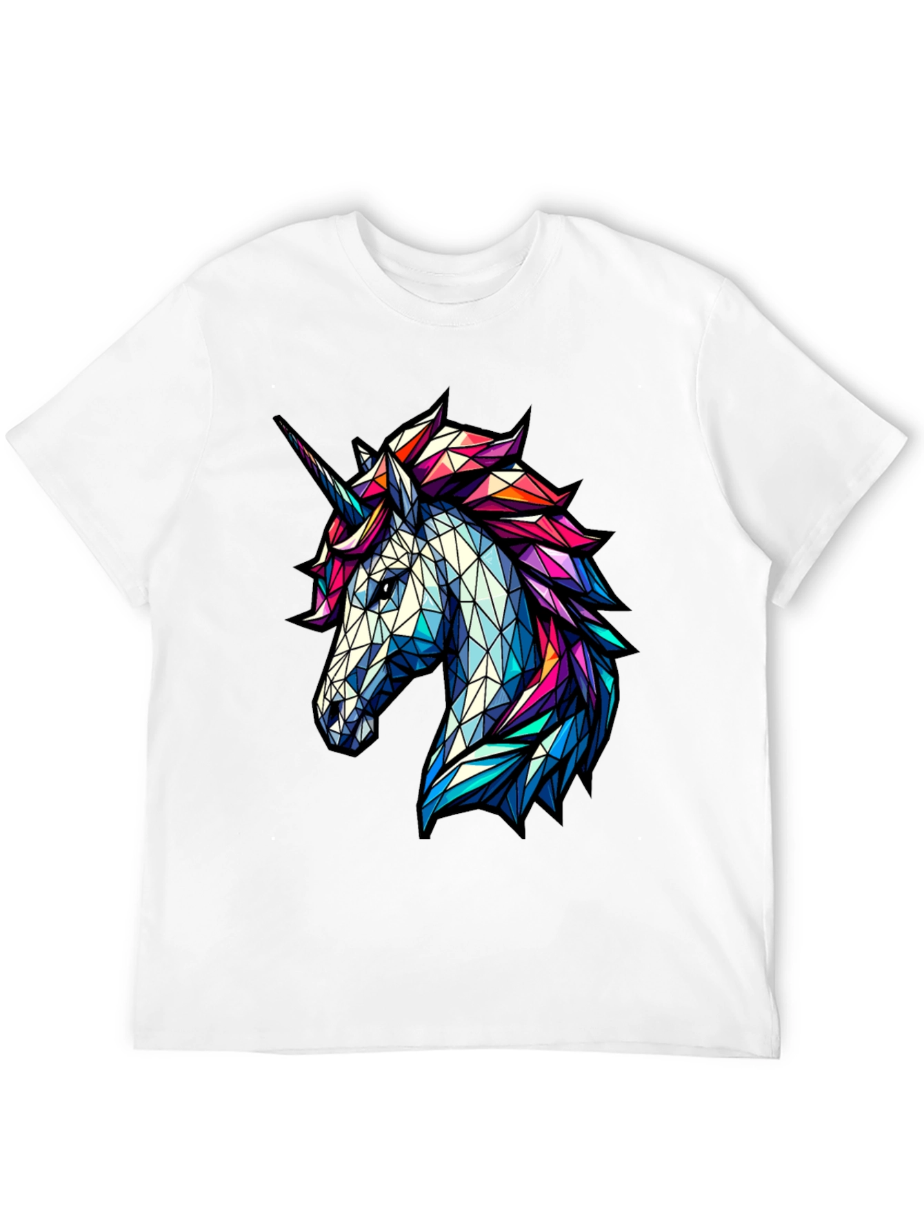 Geometric Unicorn Graphic Tee - Black