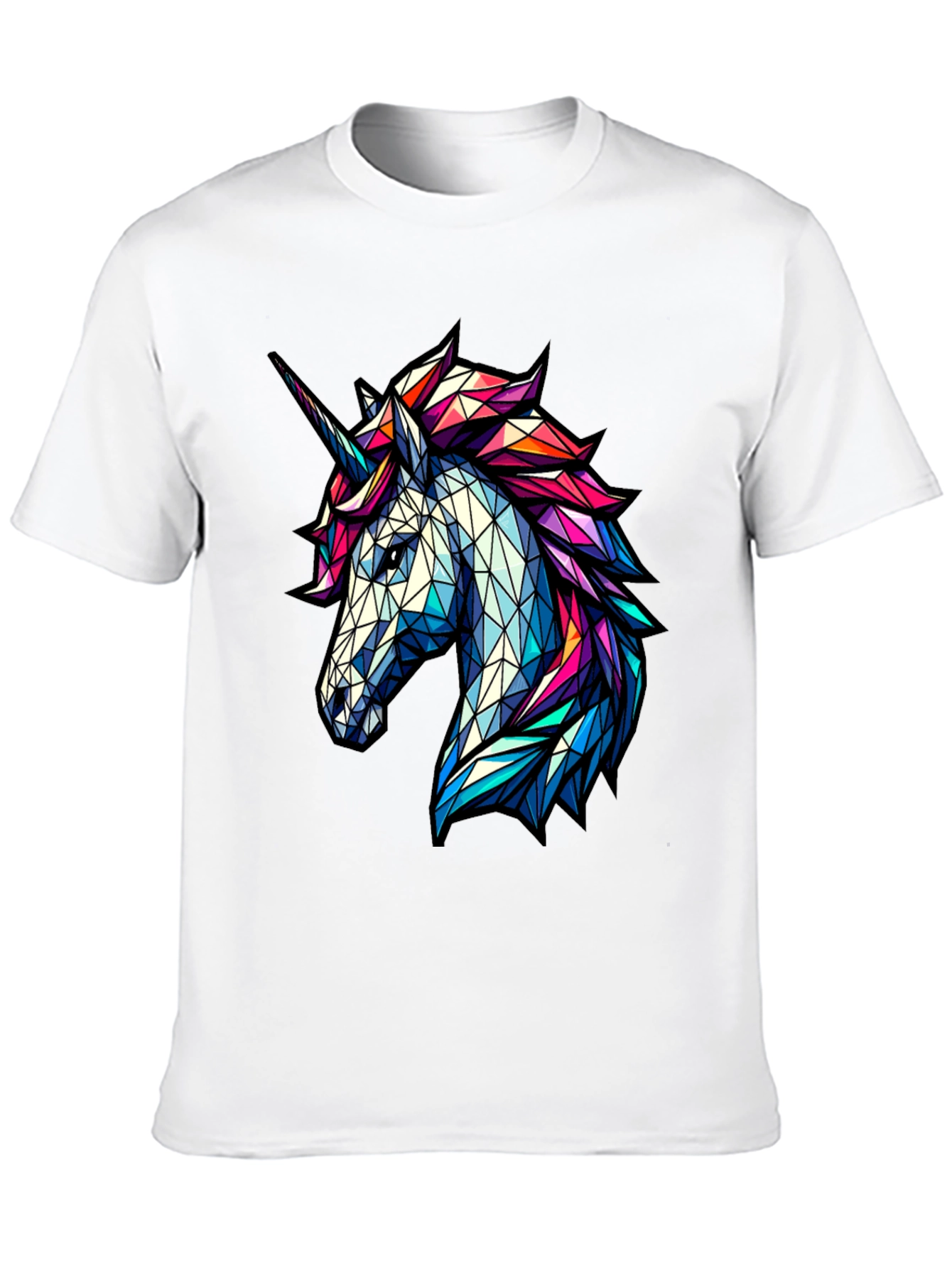 Geometric Unicorn Graphic Tee - Black