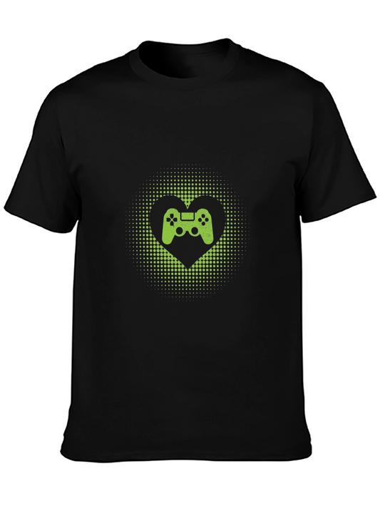 Gamer Heart T-Shirt - Black Cotton Graphic Tee