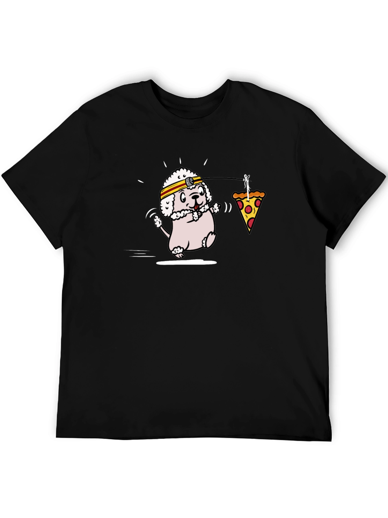 Funny Pizza Dog Black T-Shirt