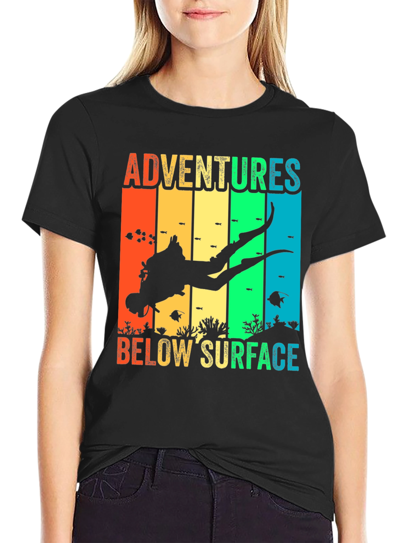 Diver Adventures Below Surface Graphic T-Shirt