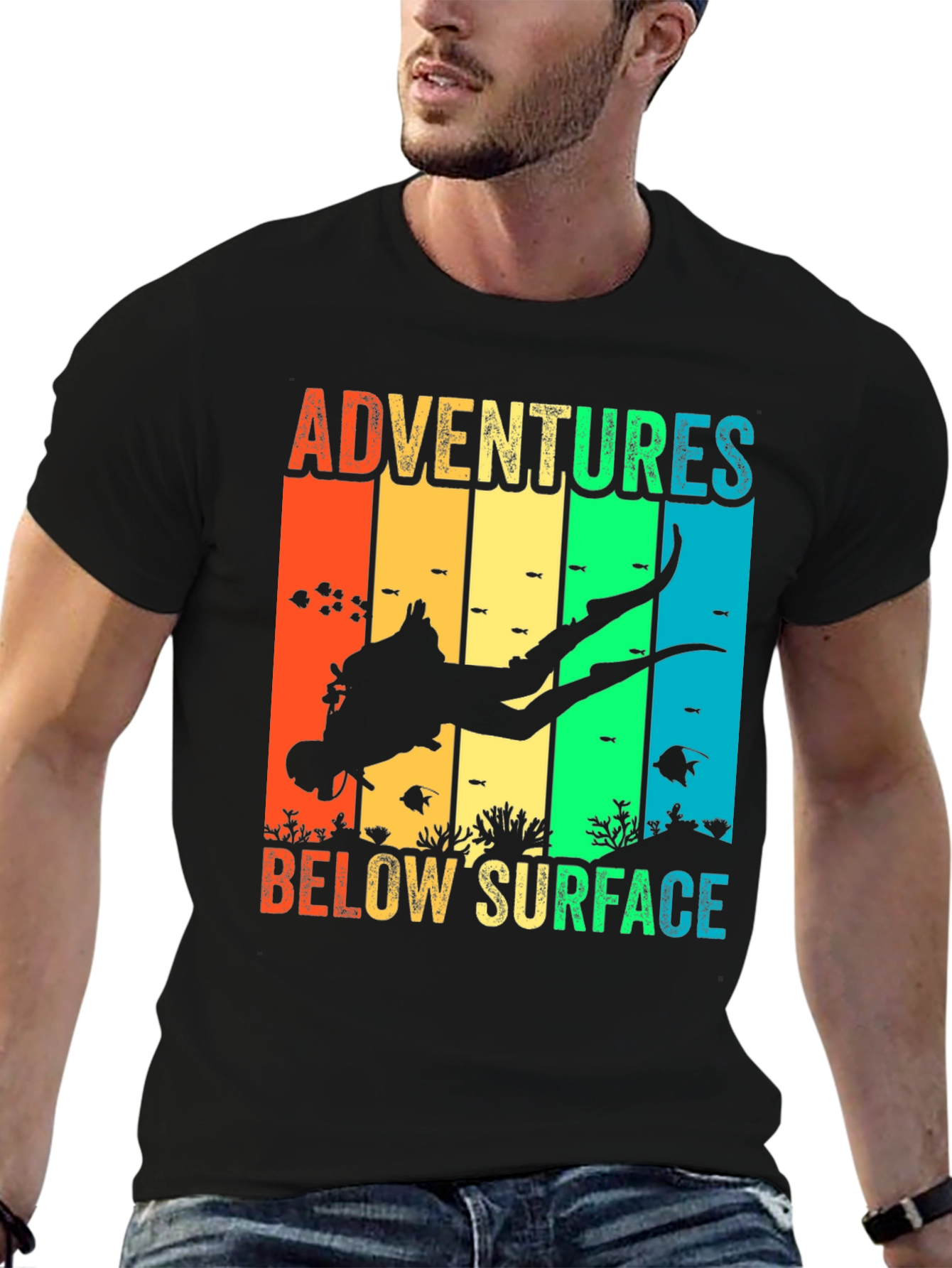 Diver Adventures Below Surface Graphic T-Shirt