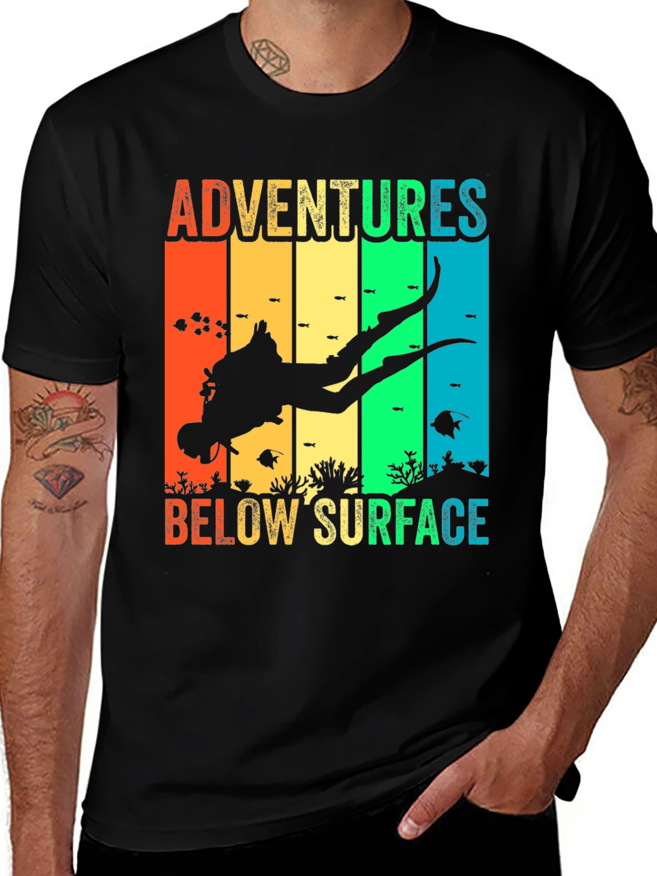 Diver Adventures Below Surface Graphic T-Shirt