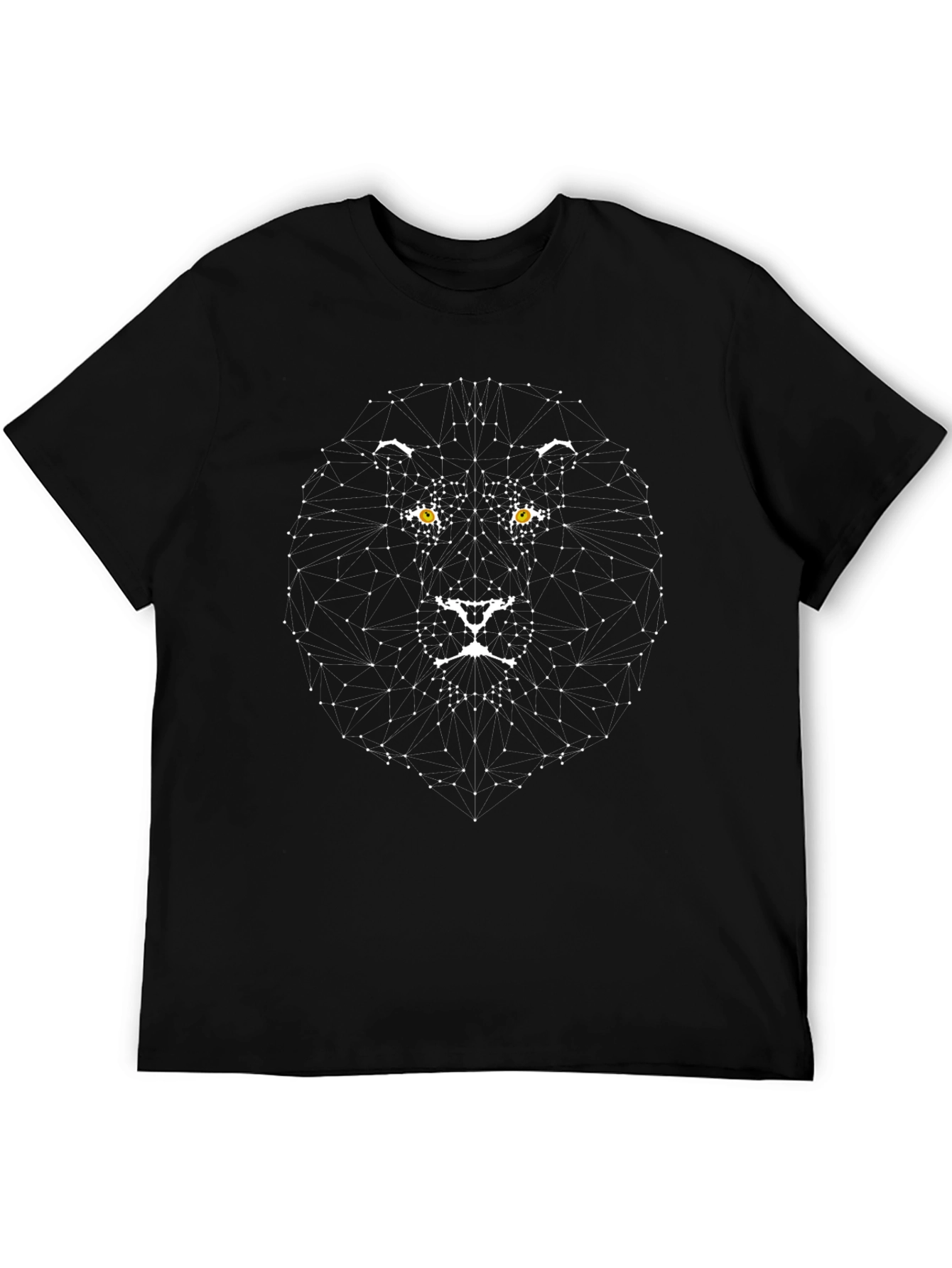 Geometric Lion Graphic Black T-Shirt
