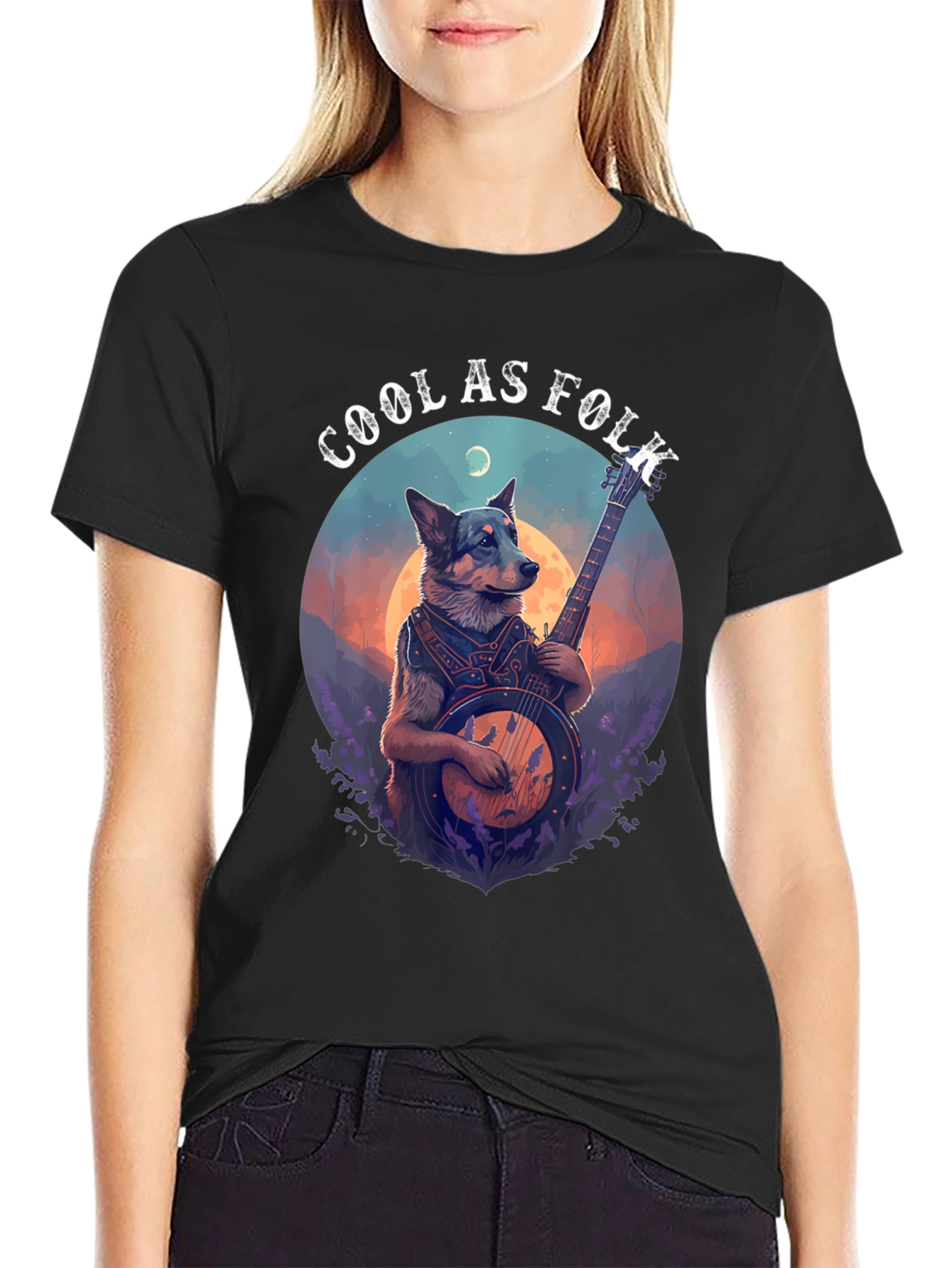 Cool As Folk Dog Banjo T-Shirt – Funny Music Lover Gift Tee