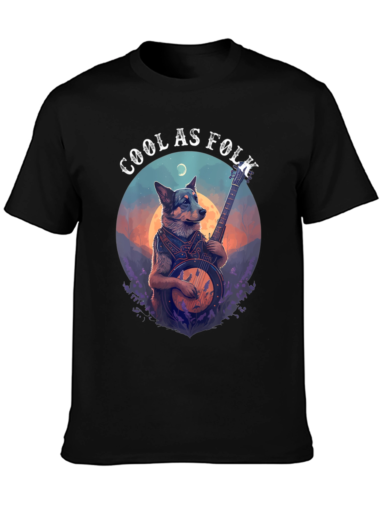 Cool As Folk Dog Banjo T-Shirt – Funny Music Lover Gift Tee