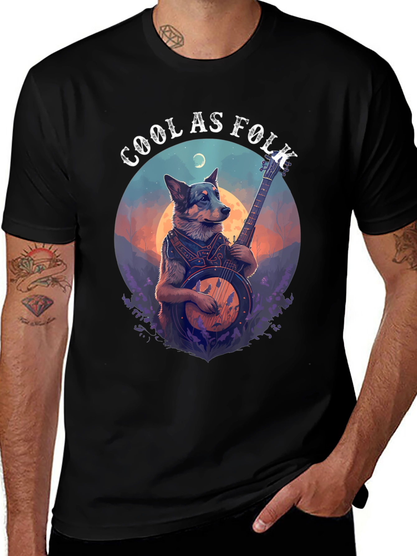 Cool As Folk Dog Banjo T-Shirt – Funny Music Lover Gift Tee