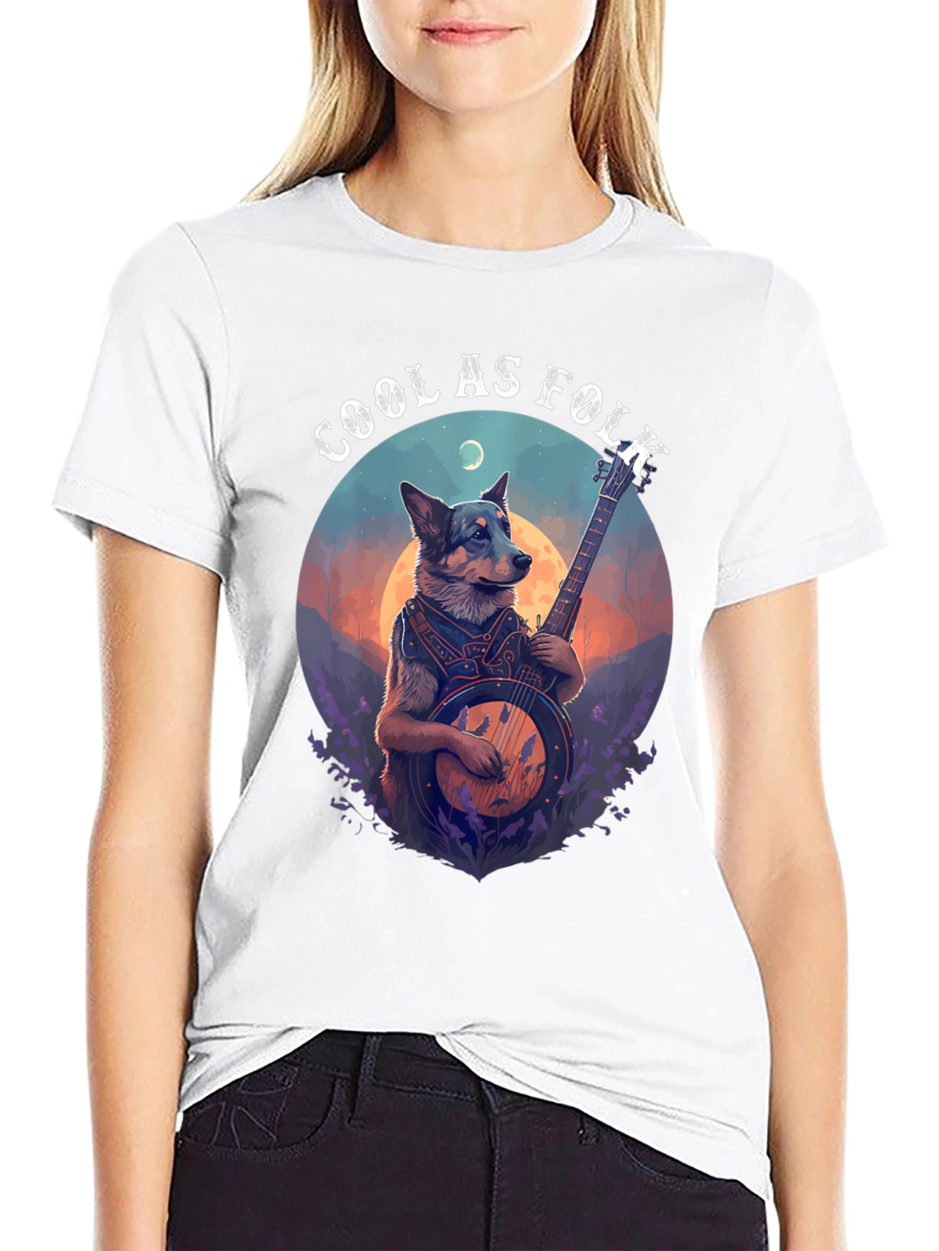 Cool As Folk Dog Banjo T-Shirt – Funny Music Lover Gift Tee