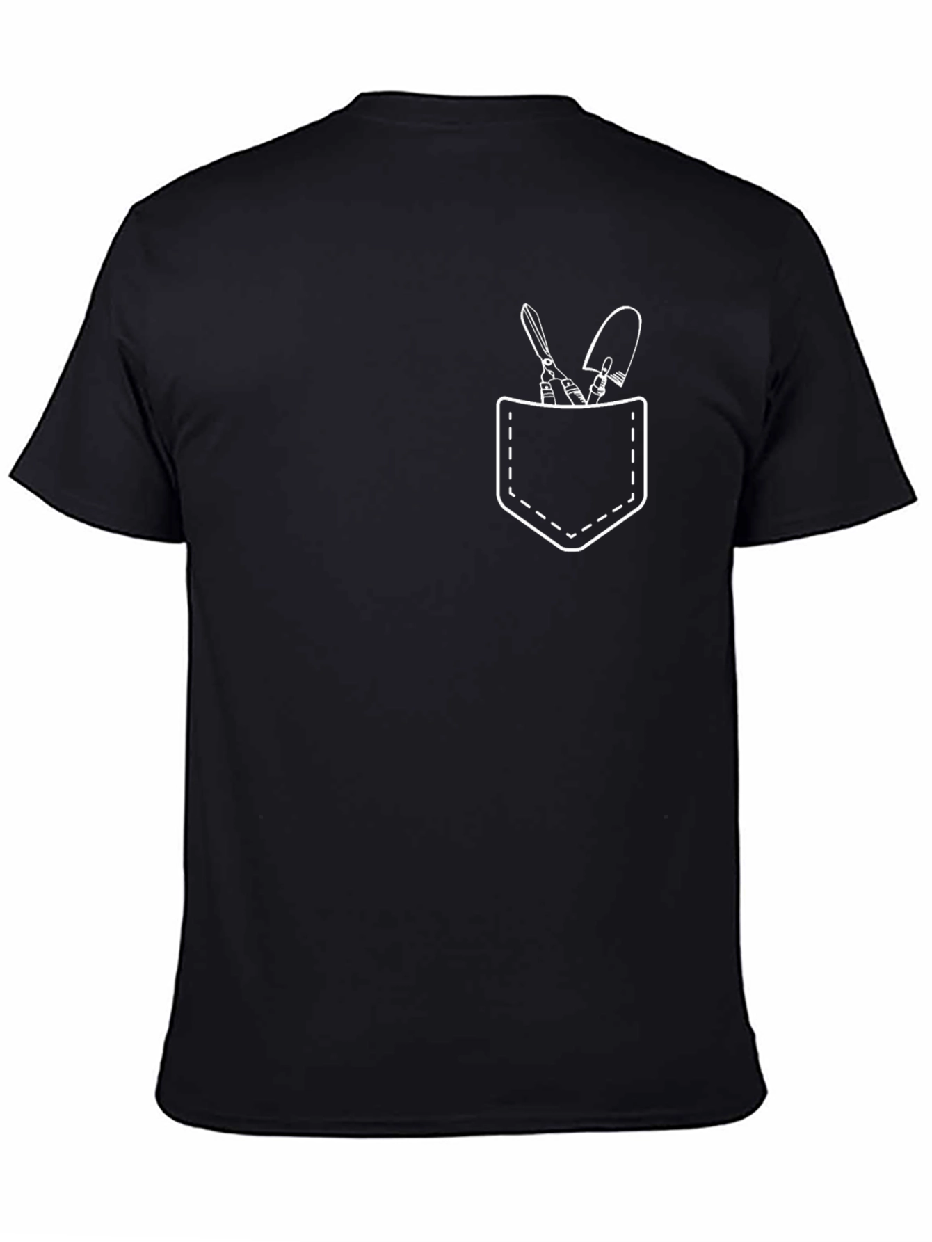 Gardeners Pocket T-Shirt - Black Crew Neck Tee