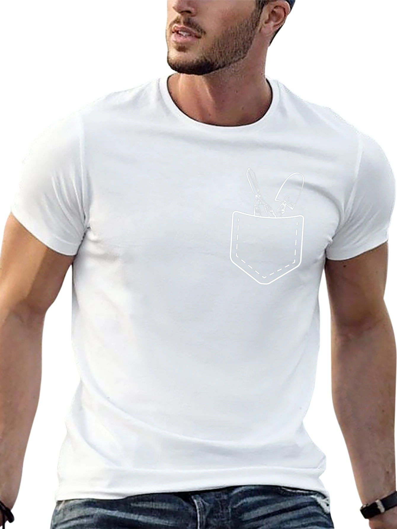 Gardeners Pocket T-Shirt - Black Crew Neck Tee