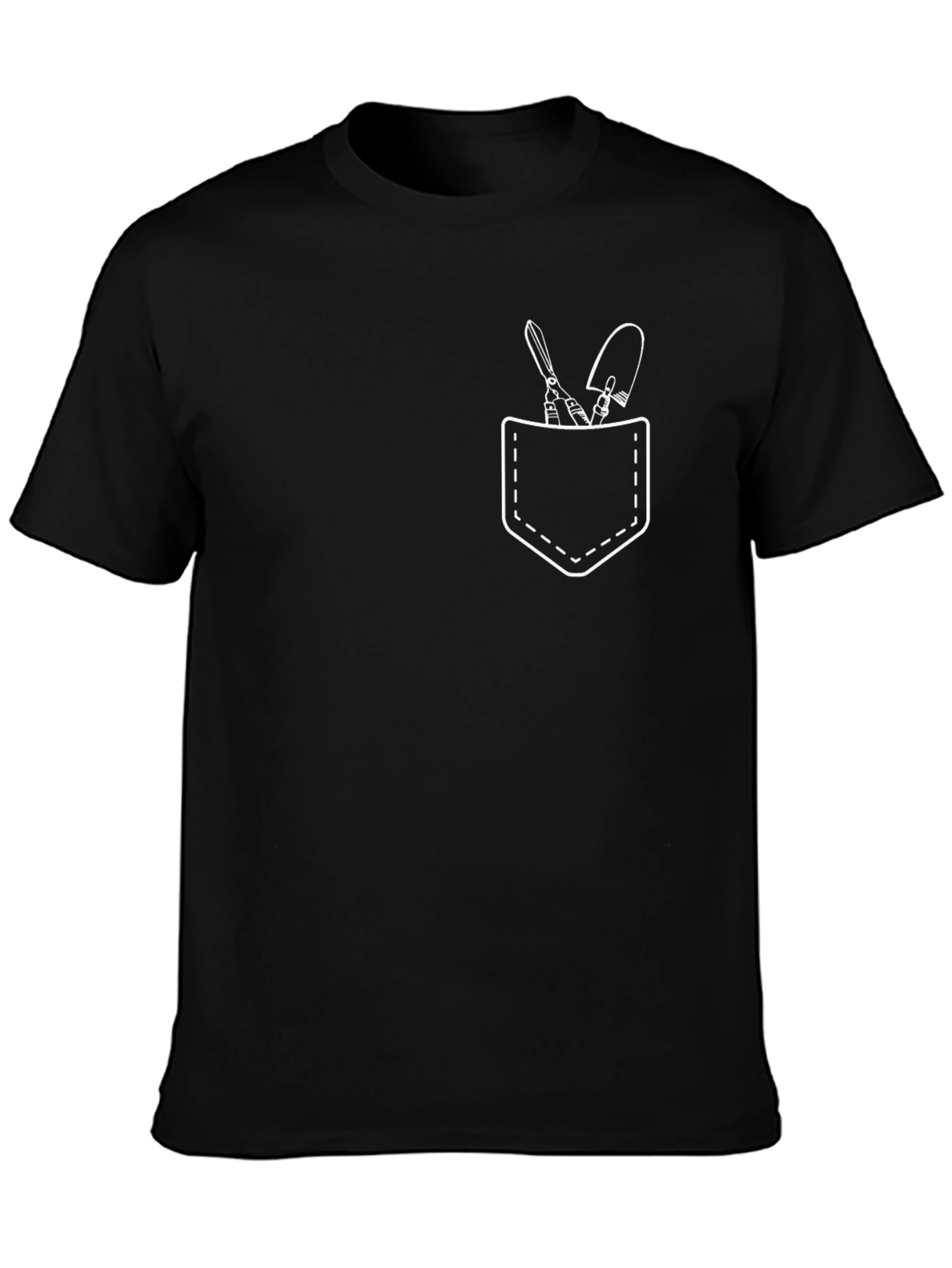 Gardeners Pocket T-Shirt - Black Crew Neck Tee
