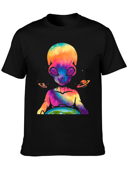 Alien Holding Earth Graphic T-Shirt