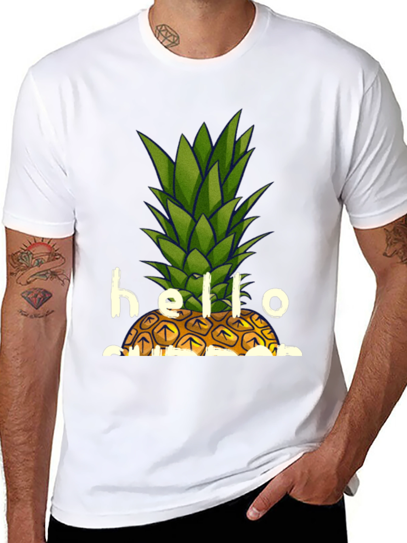 Hello Summer Pineapple Graphic T-Shirt