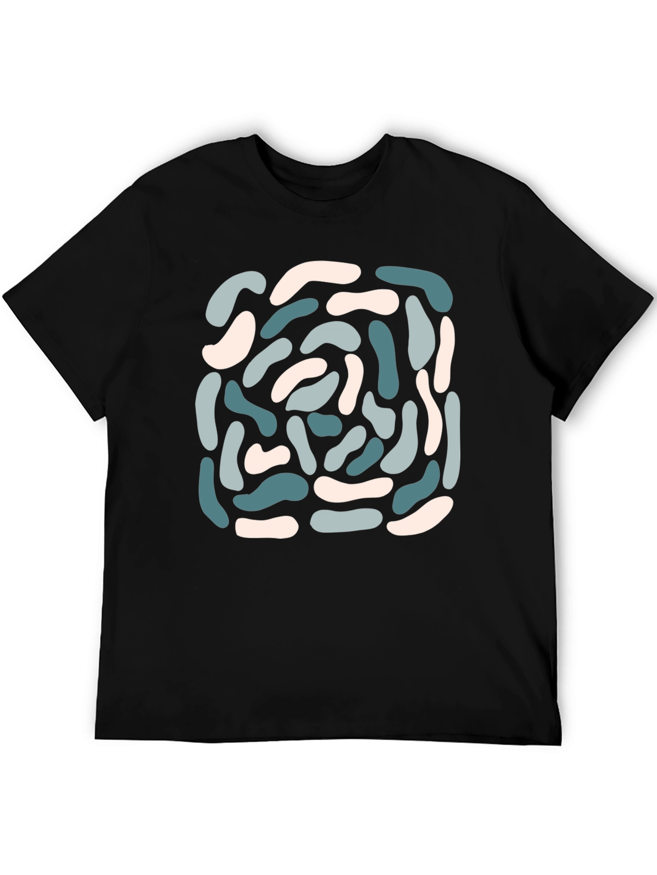 Abstract Bean Print Black Tee