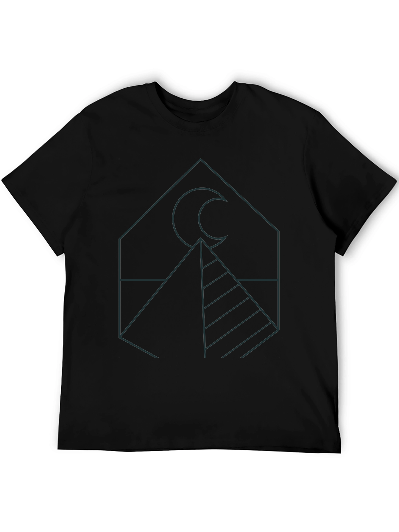 Geometric Moon Pyramid T-Shirt - Black