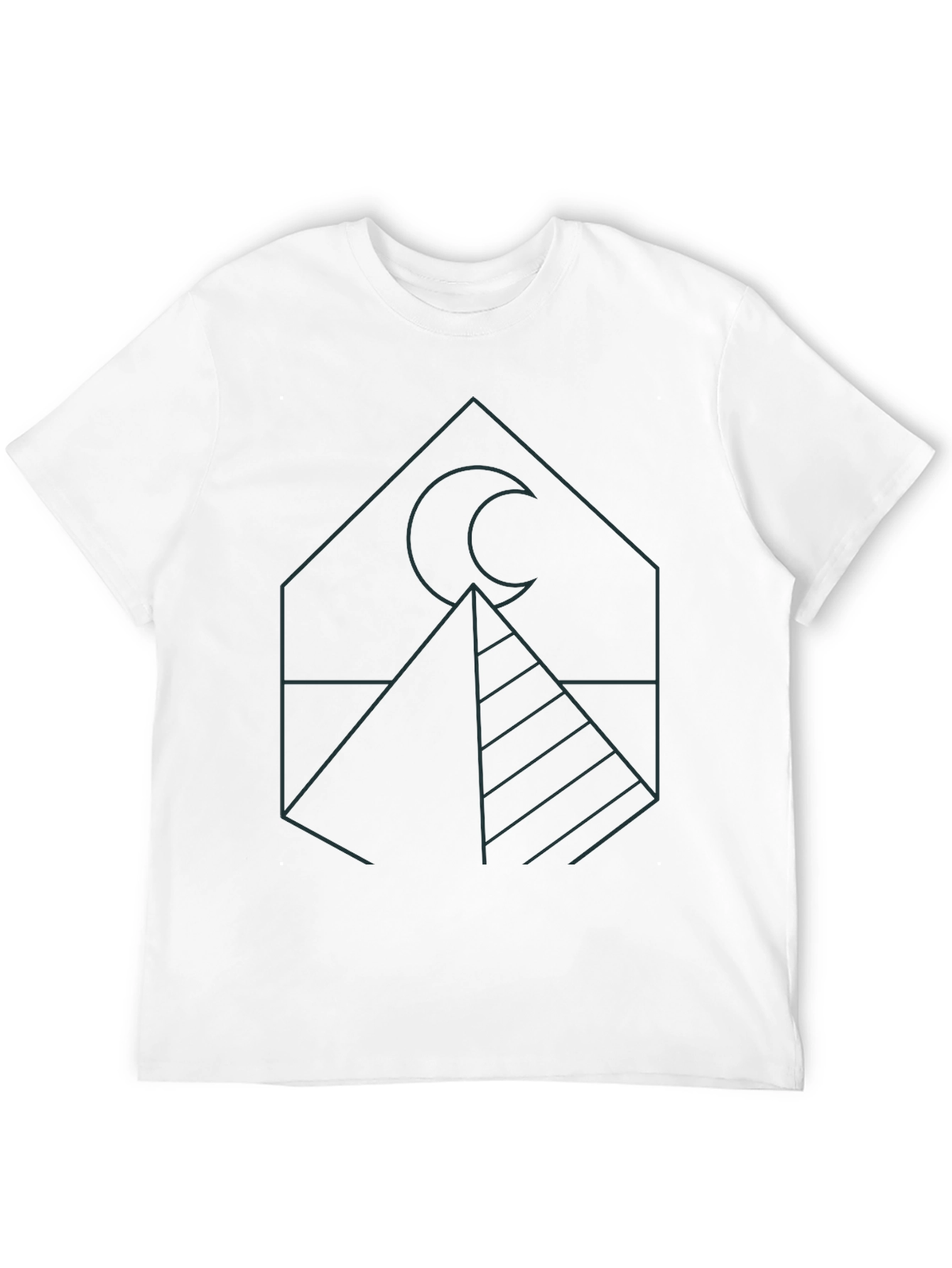Geometric Moon Pyramid T-Shirt - Black