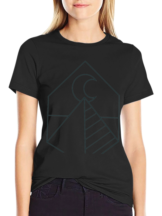 Geometric Moon Pyramid T-Shirt - Black