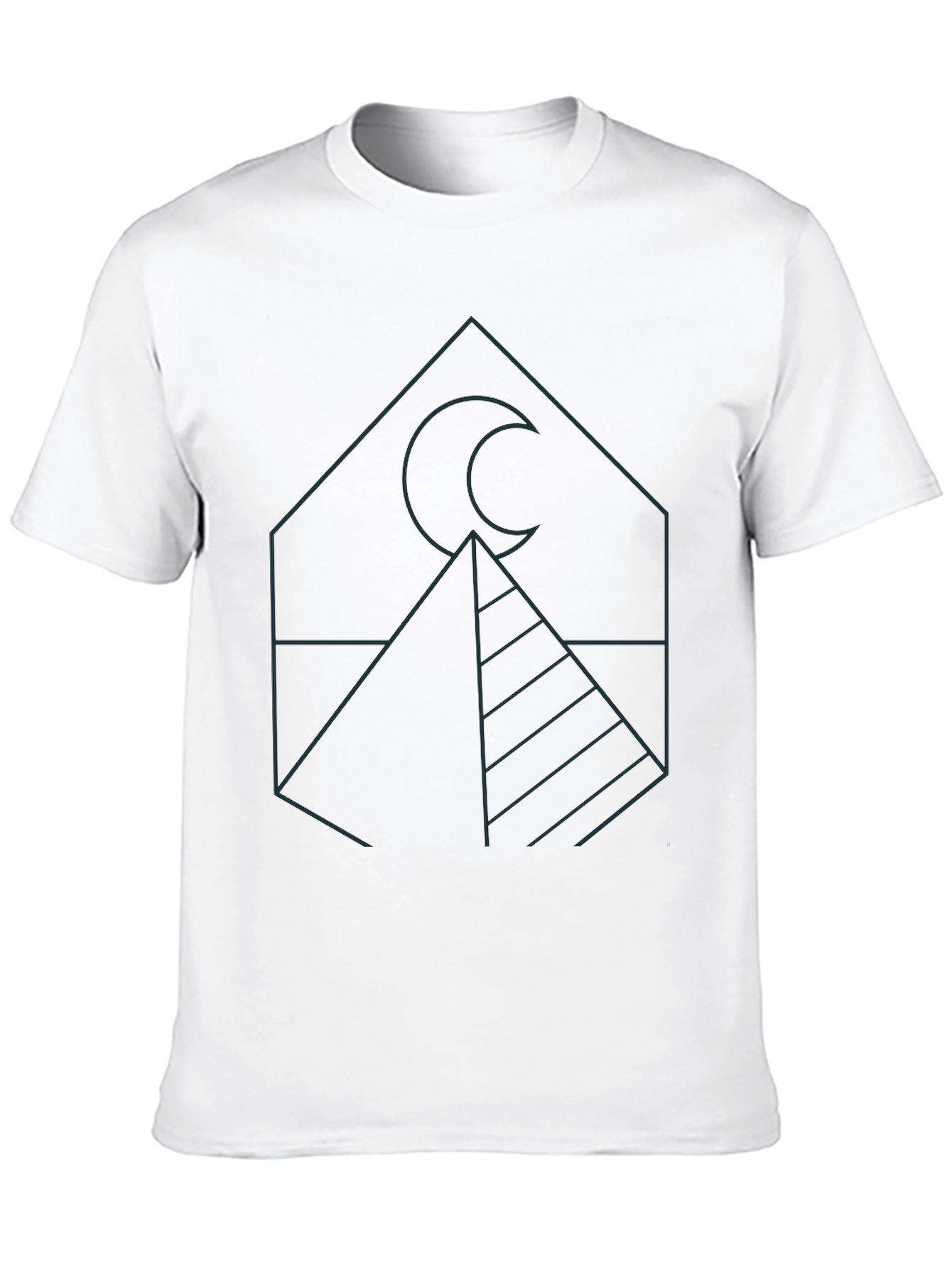 Geometric Moon Pyramid T-Shirt - Black