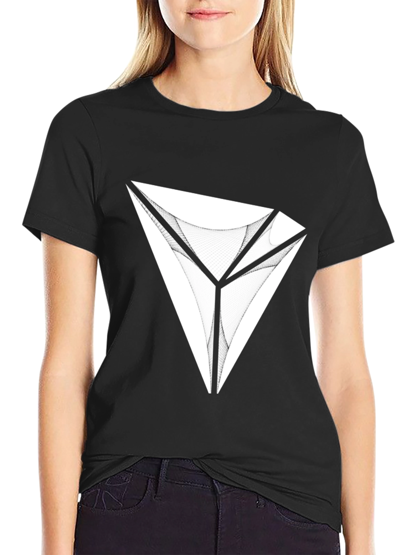 Abstract Triangle Graphic Tee - Modern Black T-Shirt