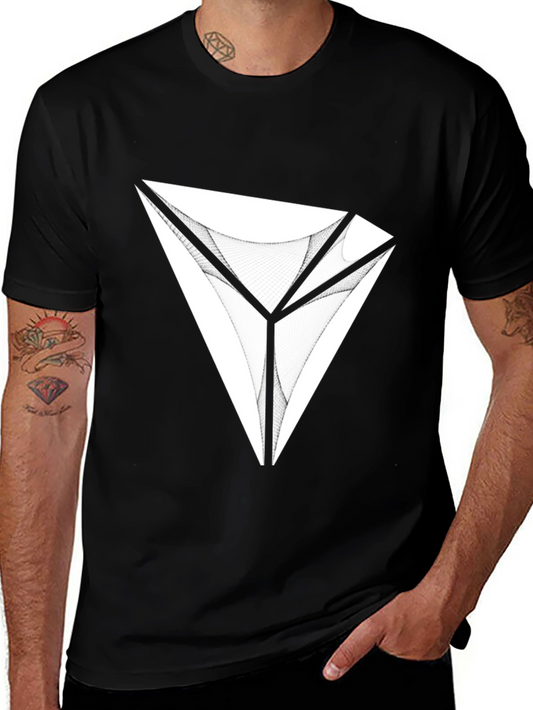 Abstract Triangle Graphic Tee - Modern Black T-Shirt