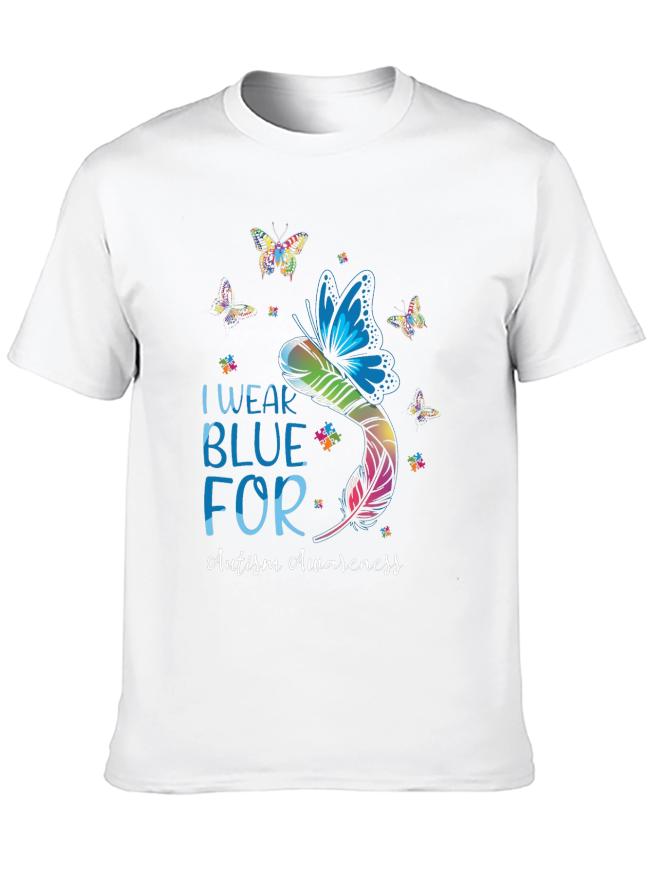 Autism Awareness Butterfly T-Shirt - I Wear Blue