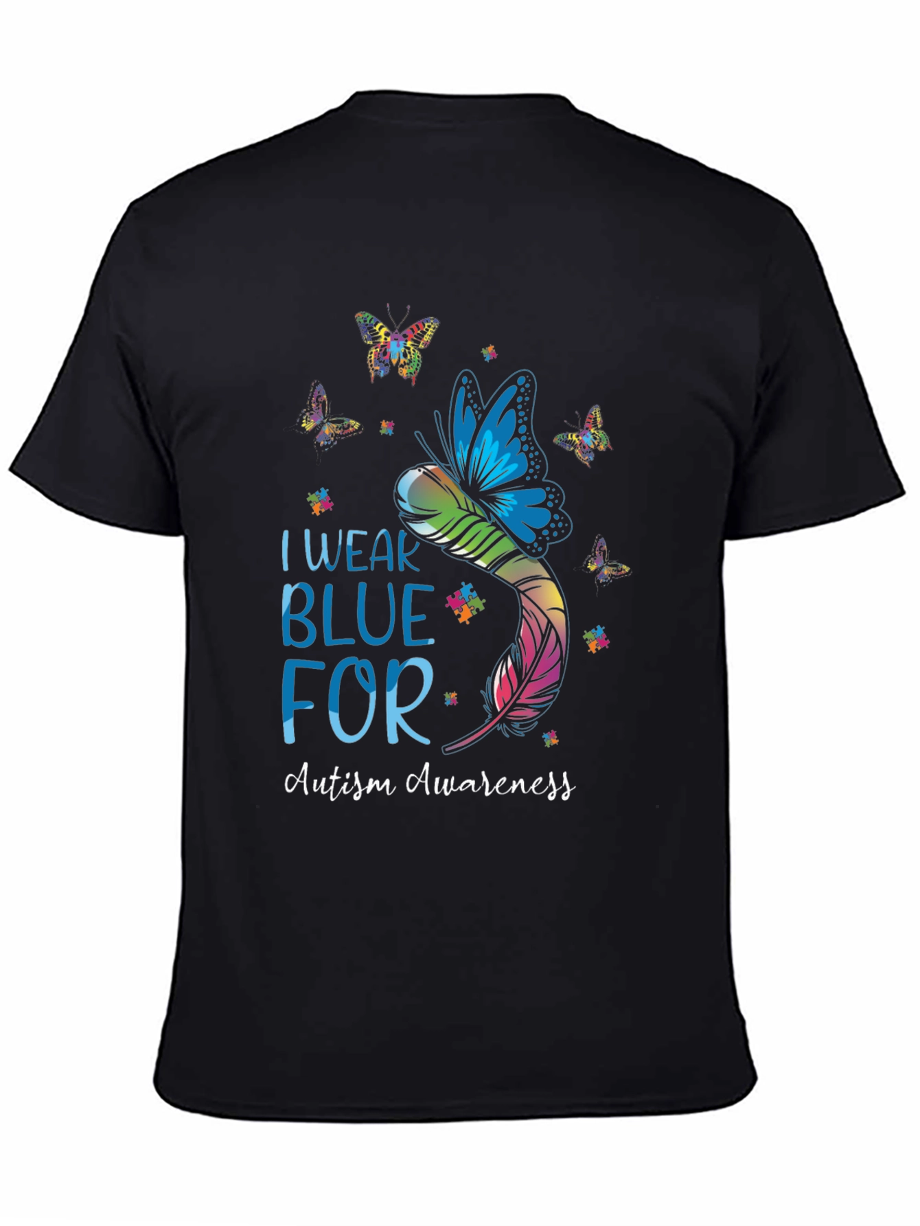 Autism Awareness Butterfly T-Shirt - I Wear Blue