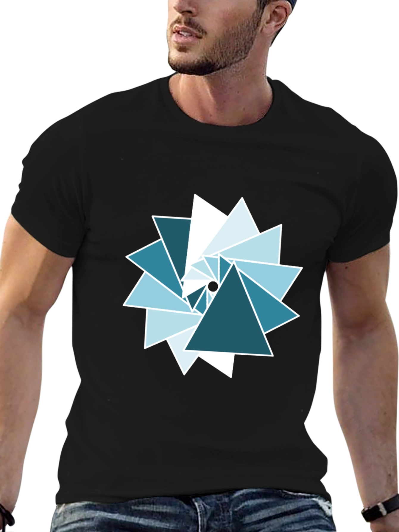 Geometric Triangle Graphic Tee - Modern Design