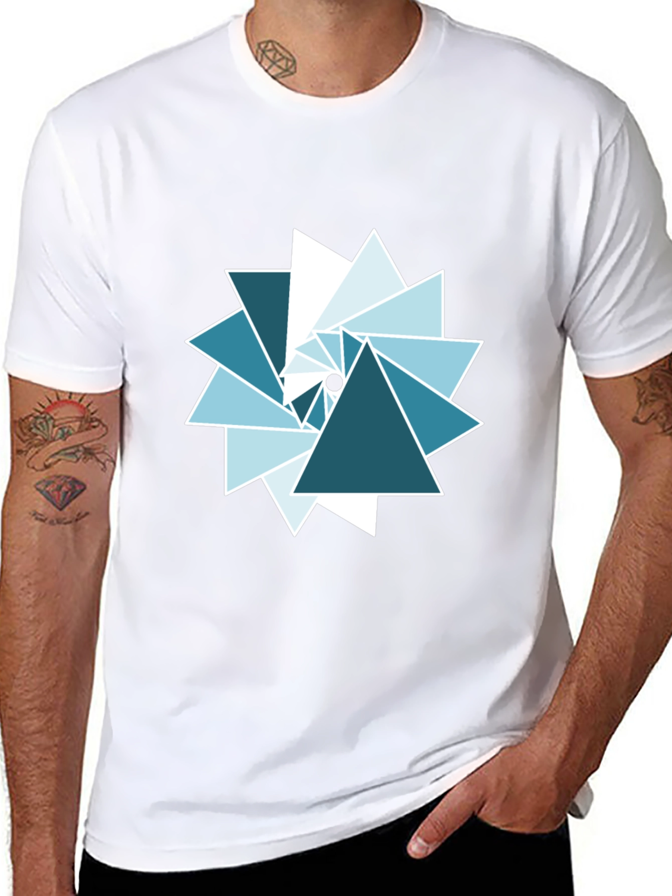 Geometric Triangle Graphic Tee - Modern Design