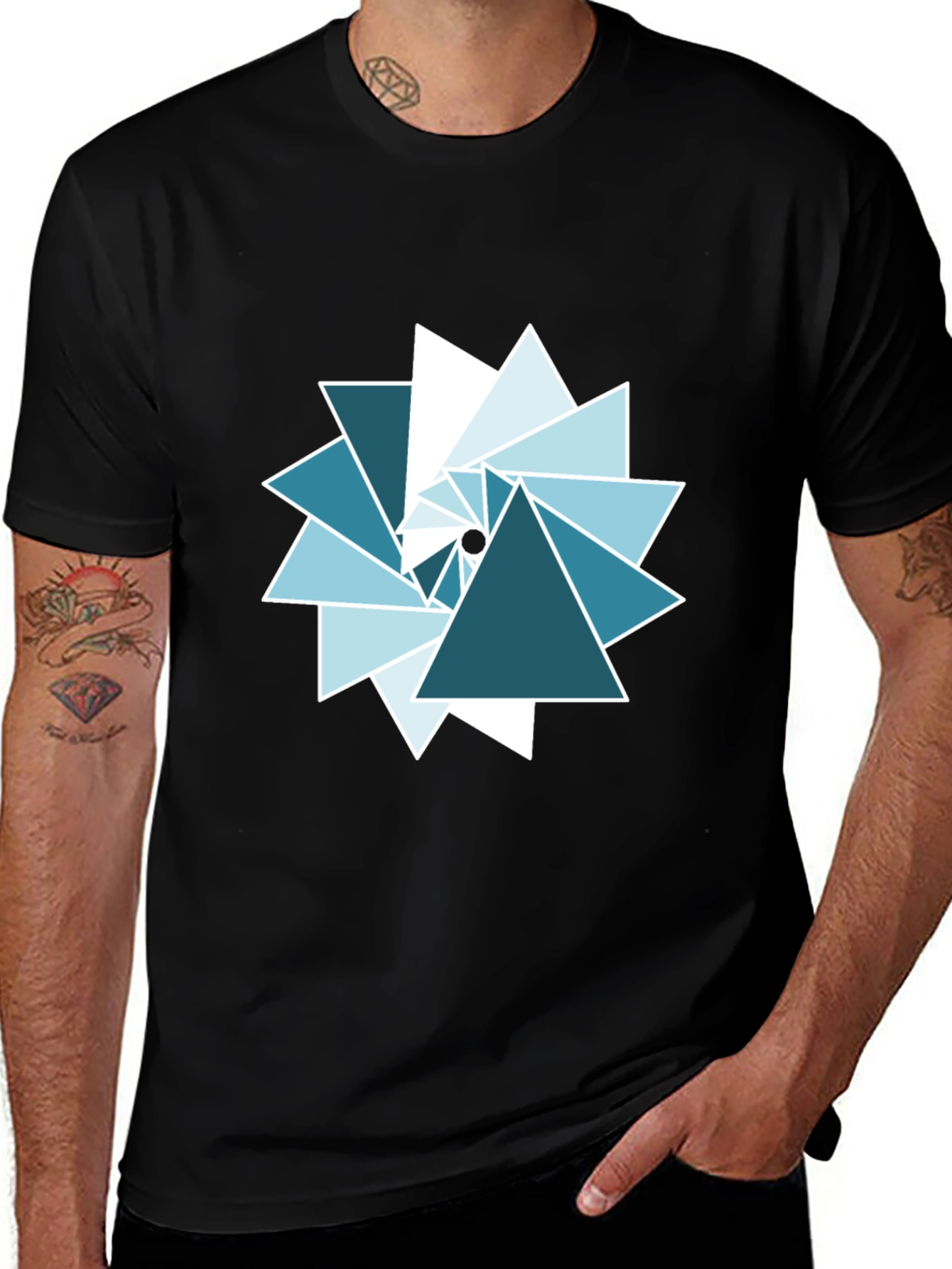 Geometric Triangle Graphic Tee - Modern Design