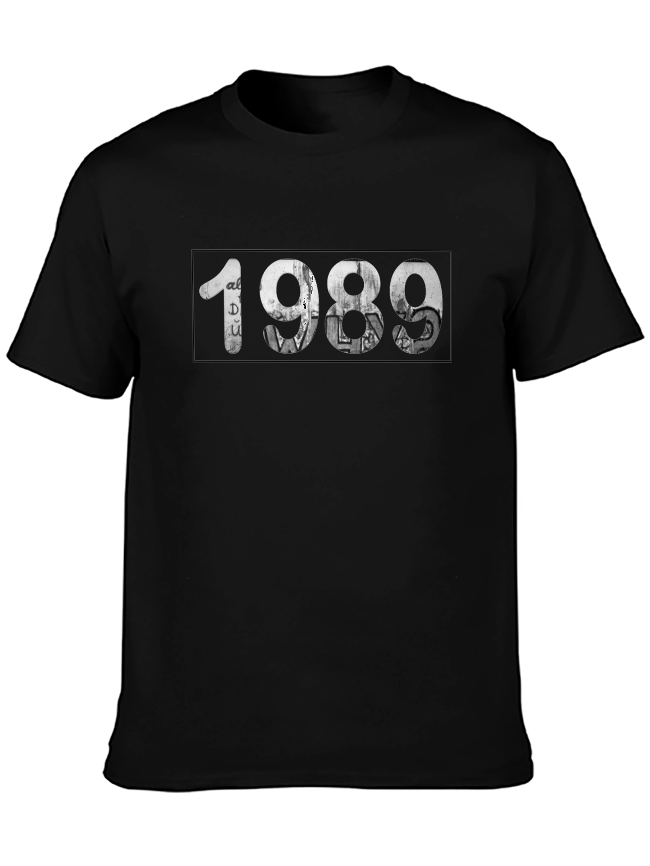 1989 Graphic Print Tee - Black Crew Neck T-Shirt